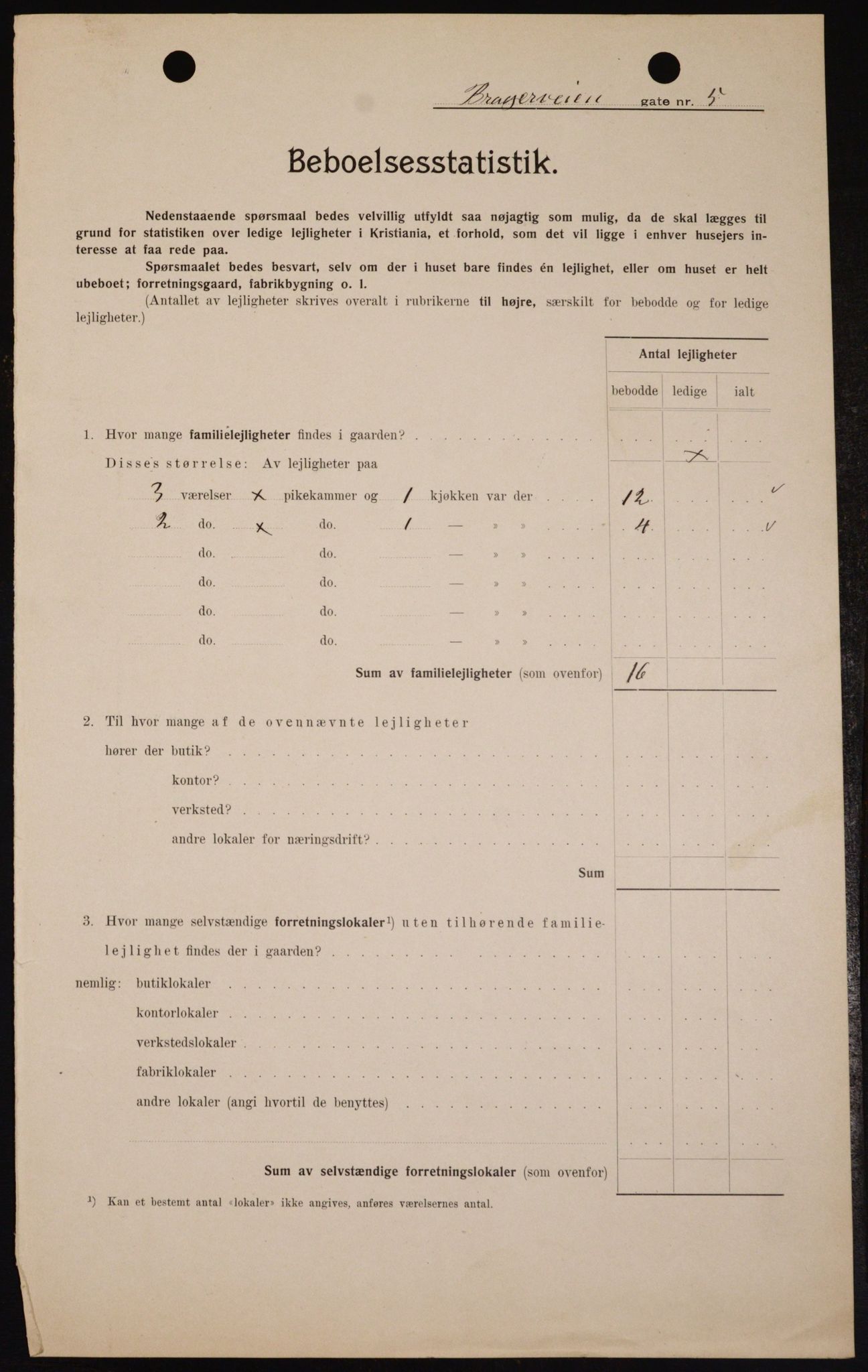 OBA, Kommunal folketelling 1.2.1909 for Kristiania kjøpstad, 1909, s. 7596