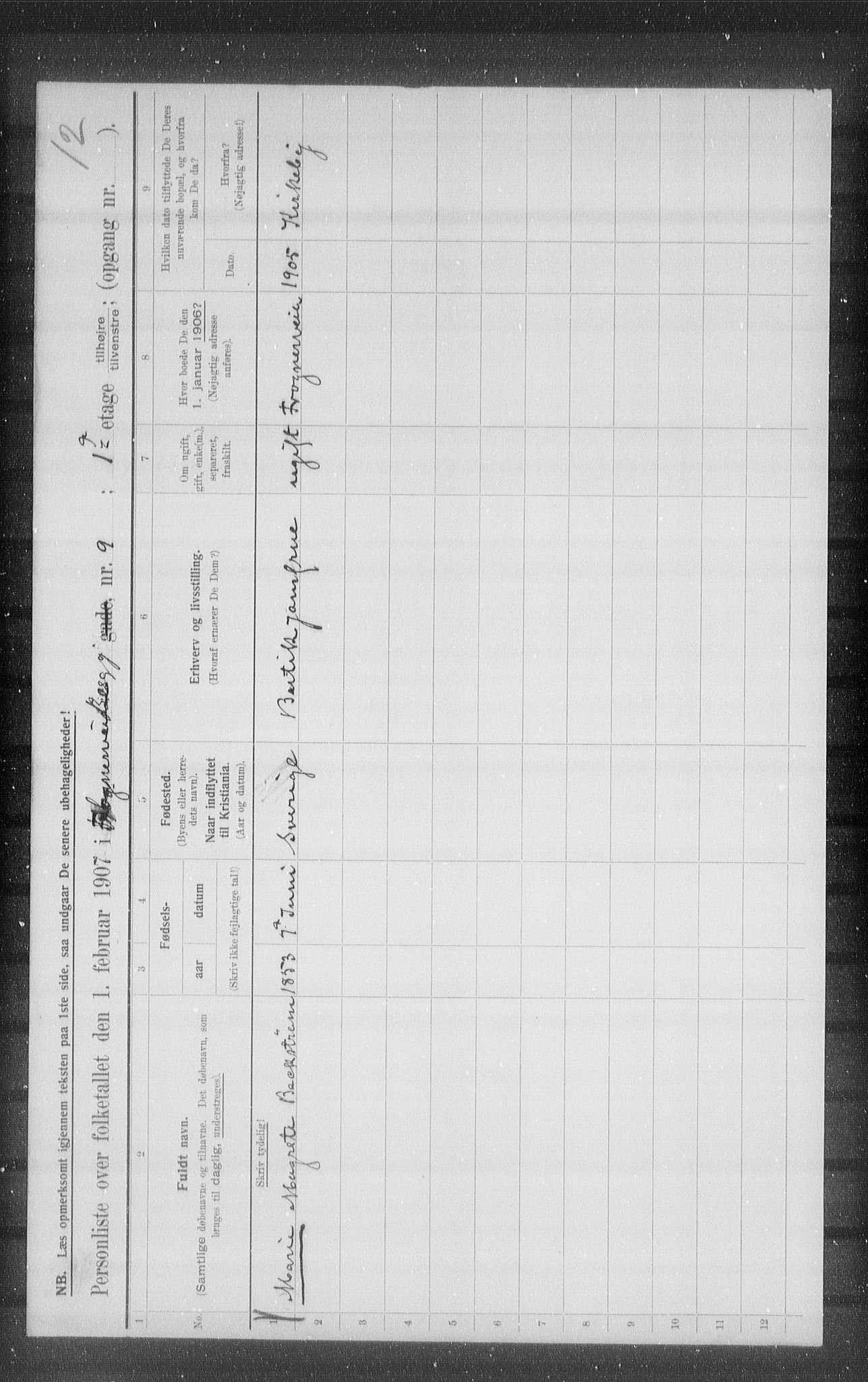 OBA, Kommunal folketelling 1.2.1907 for Kristiania kjøpstad, 1907, s. 30228