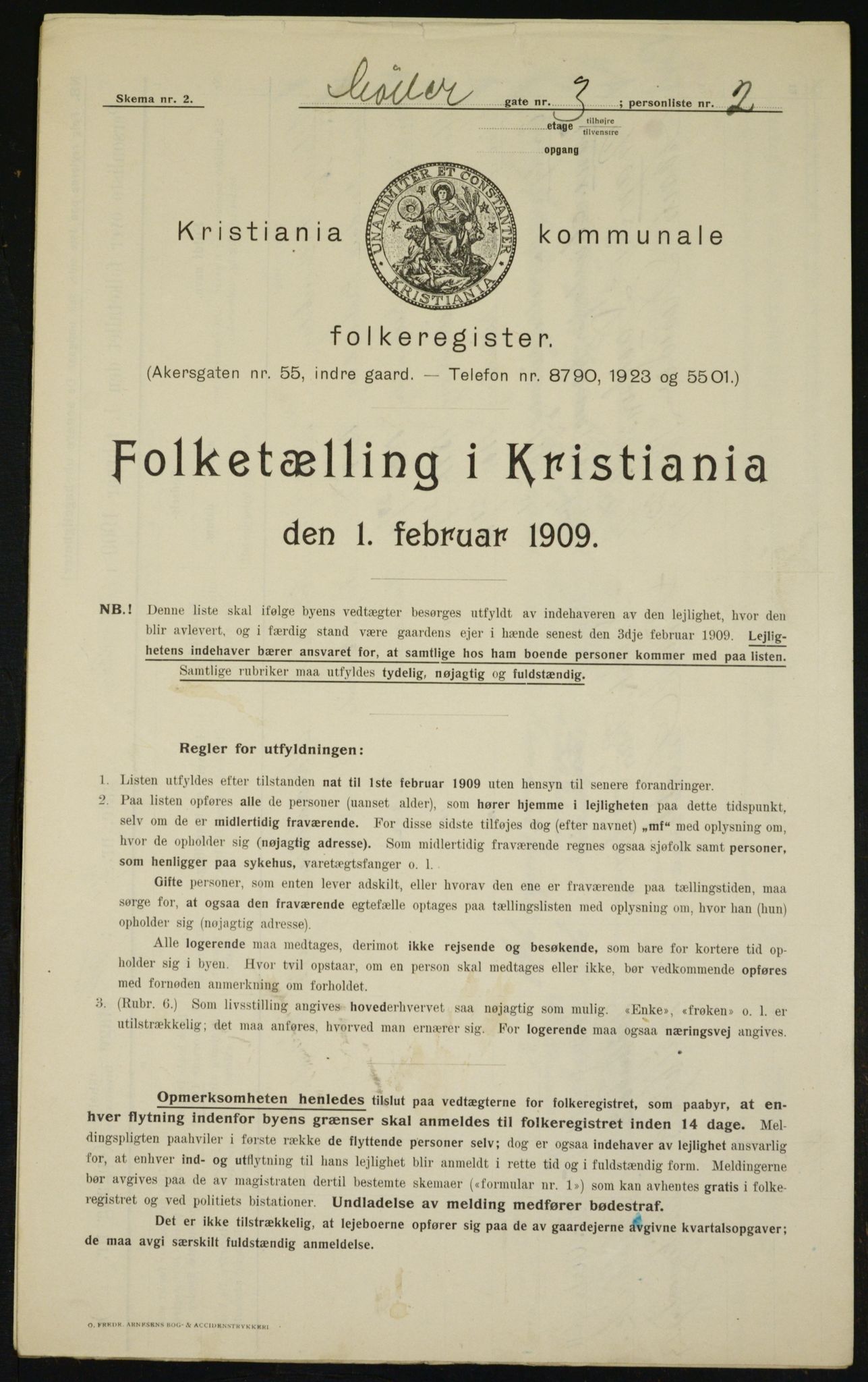 OBA, Kommunal folketelling 1.2.1909 for Kristiania kjøpstad, 1909, s. 61938