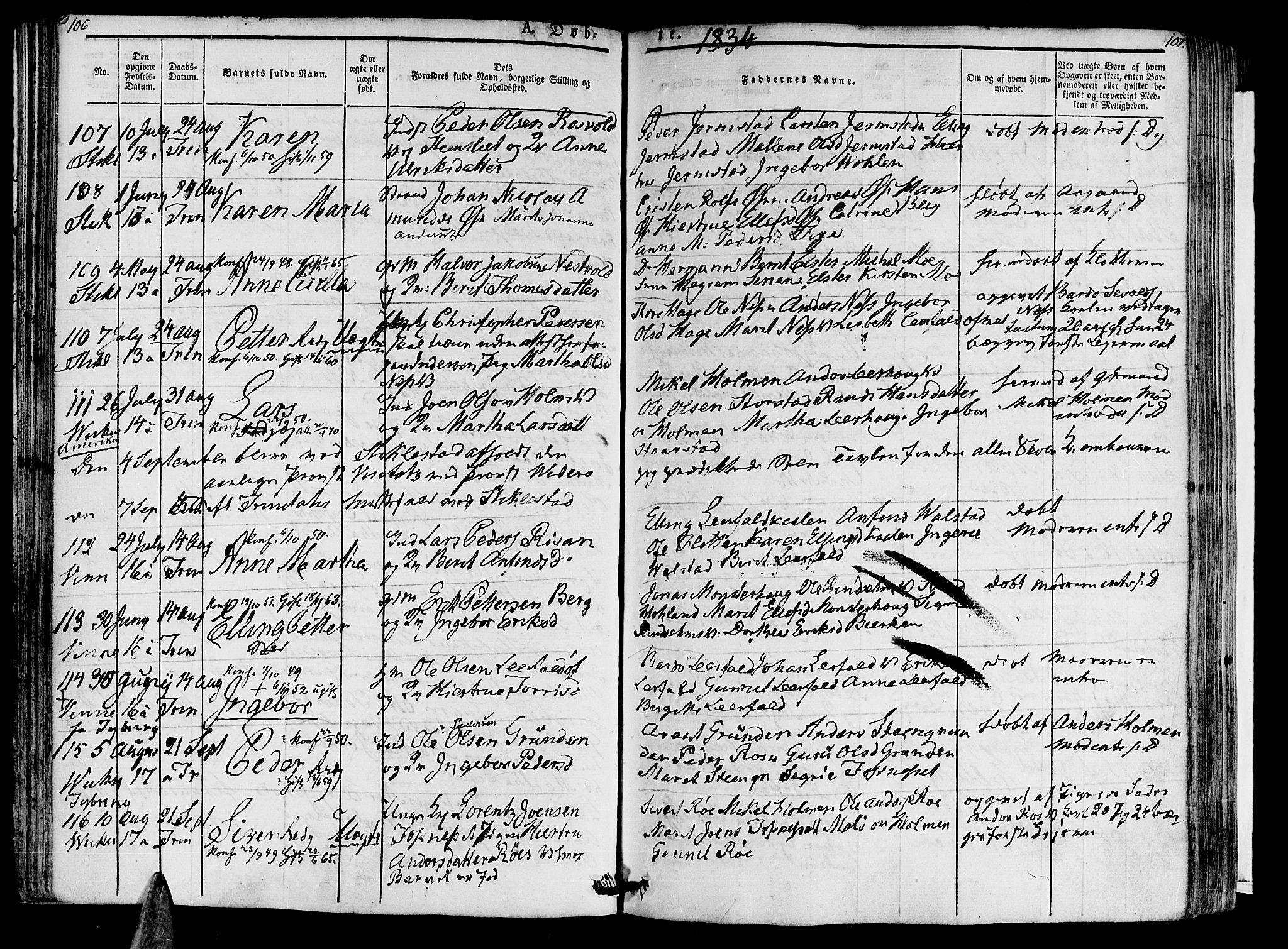 Ministerialprotokoller, klokkerbøker og fødselsregistre - Nord-Trøndelag, SAT/A-1458/723/L0238: Ministerialbok nr. 723A07, 1831-1840, s. 106-107