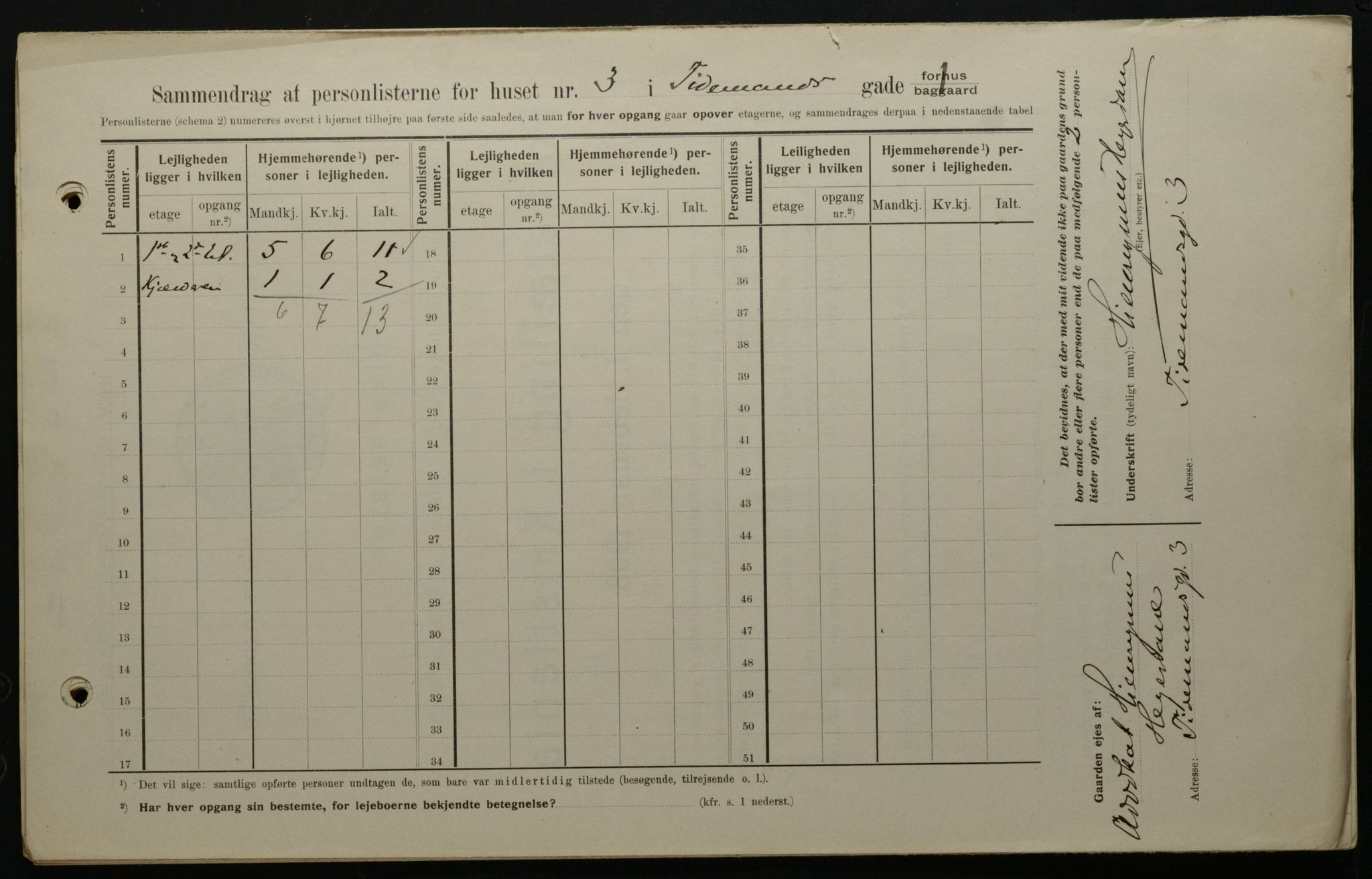 OBA, Kommunal folketelling 1.2.1908 for Kristiania kjøpstad, 1908, s. 100112