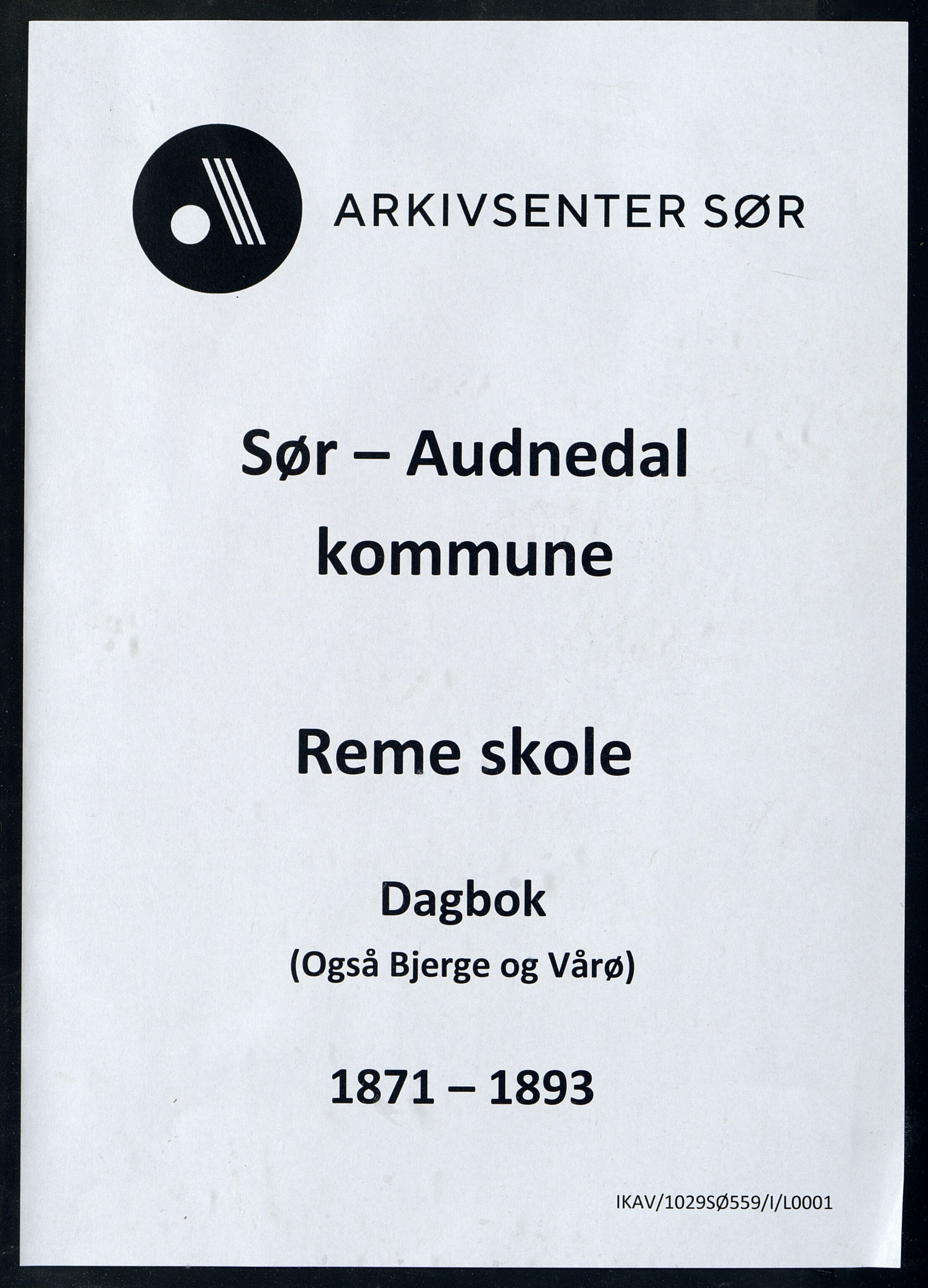 Sør-Audnedal kommune - Reme Skole, IKAV/1029SØ559/I/L0001: Dagbok, 1871-1893