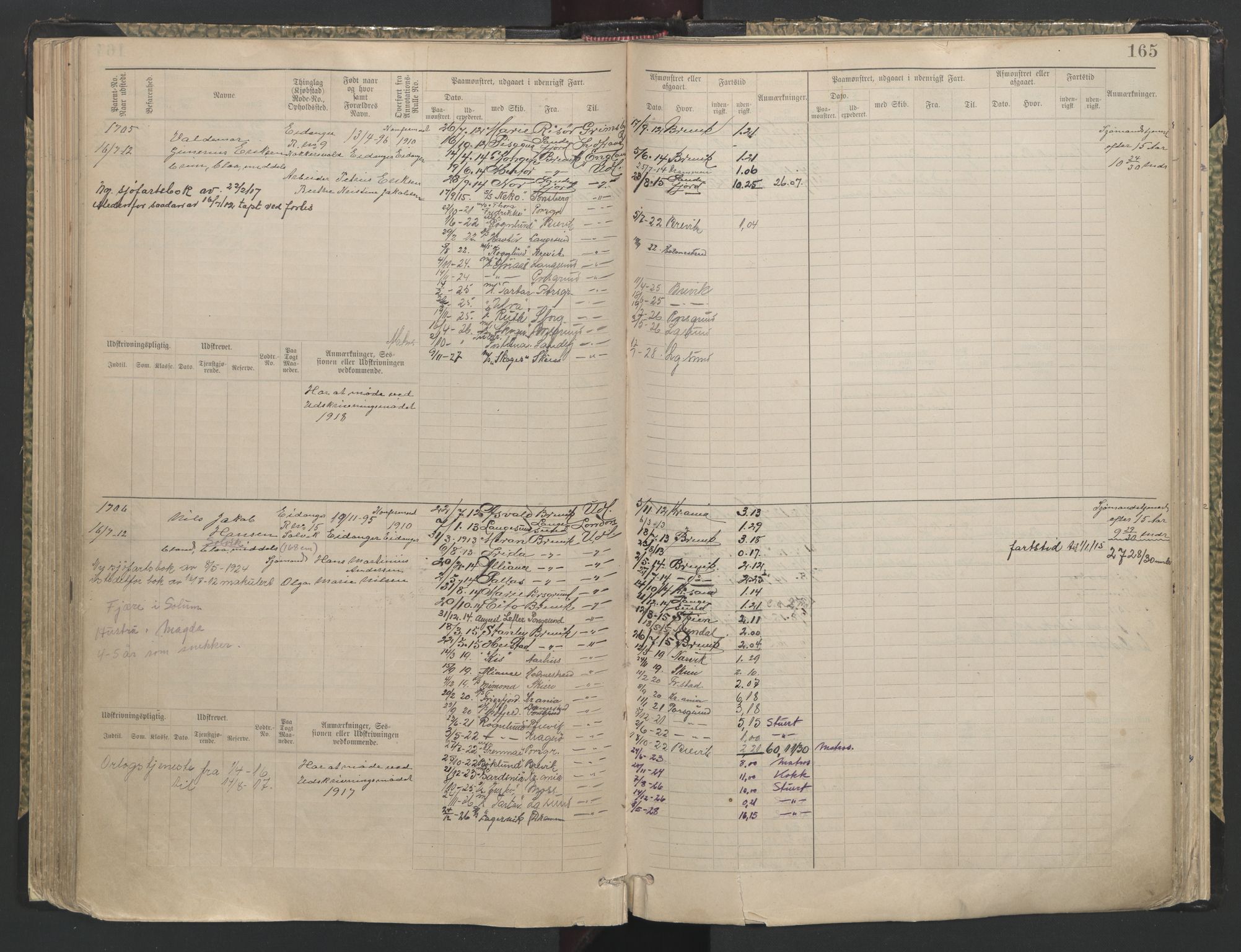 Brevik innrulleringskontor, AV/SAKO-A-833/F/Fb/L0007: Hovedrulle, 1897-1948, s. 165