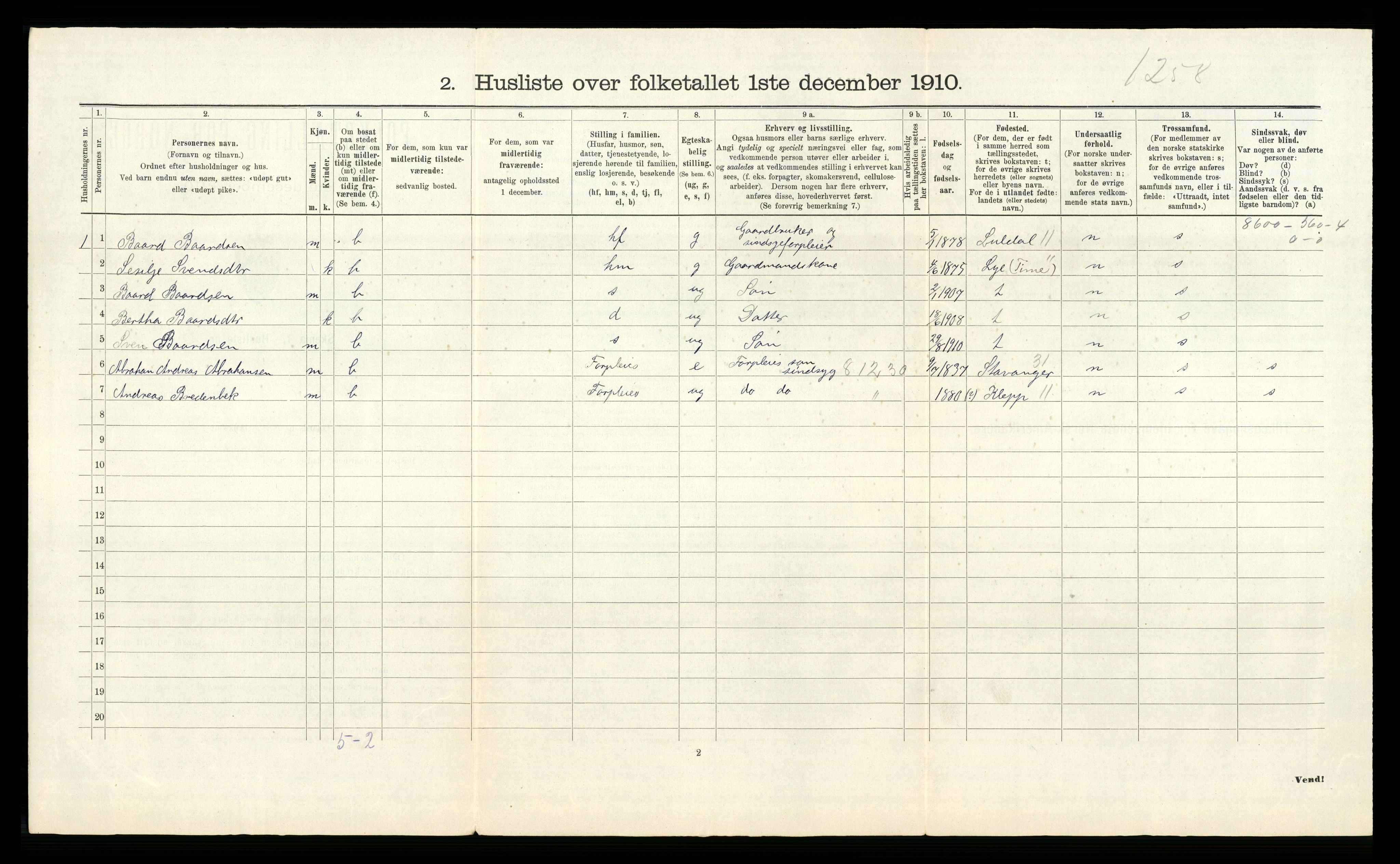 RA, Folketelling 1910 for 1123 Høyland herred, 1910, s. 477