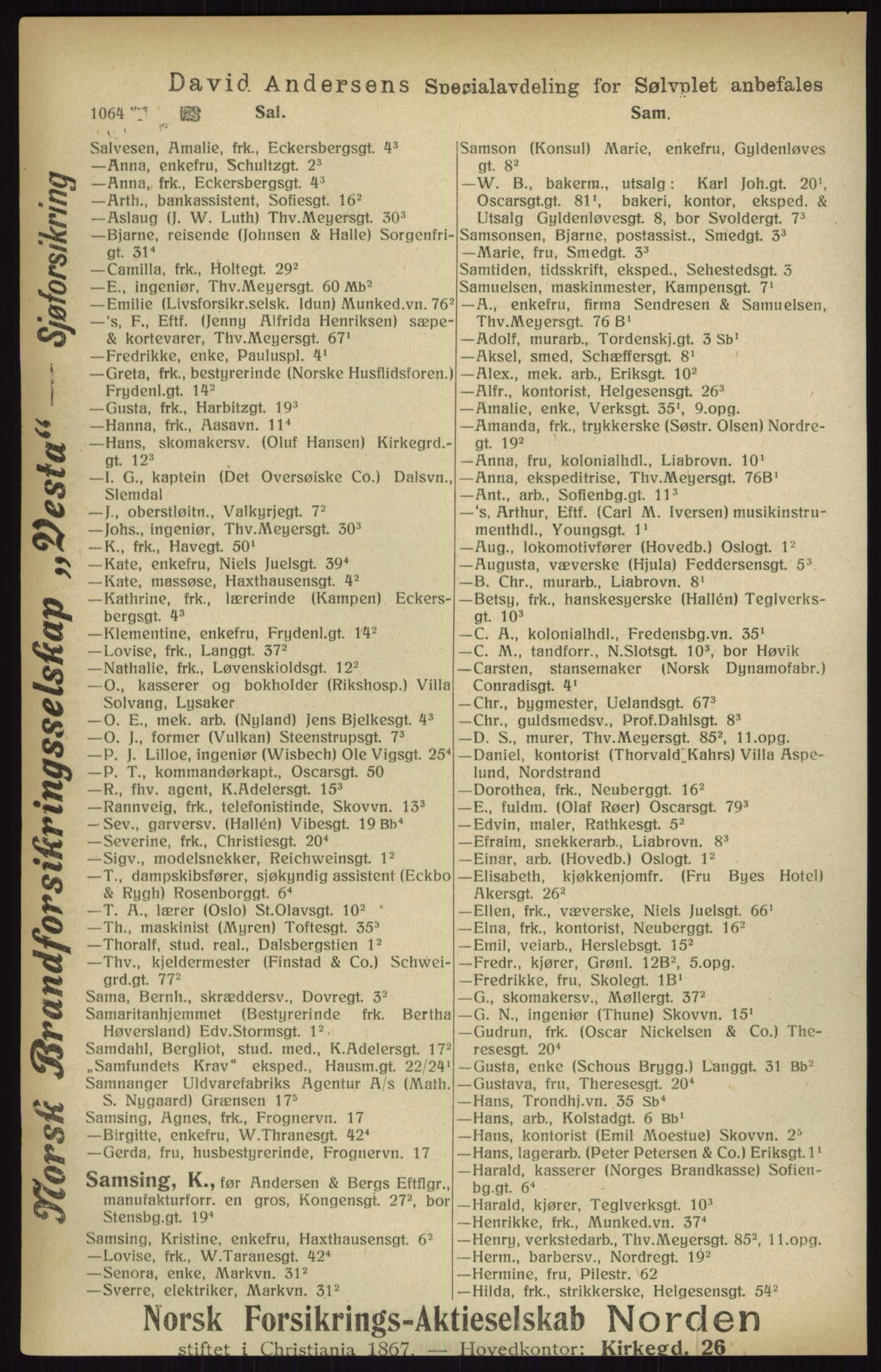 Kristiania/Oslo adressebok, PUBL/-, 1916, s. 1064
