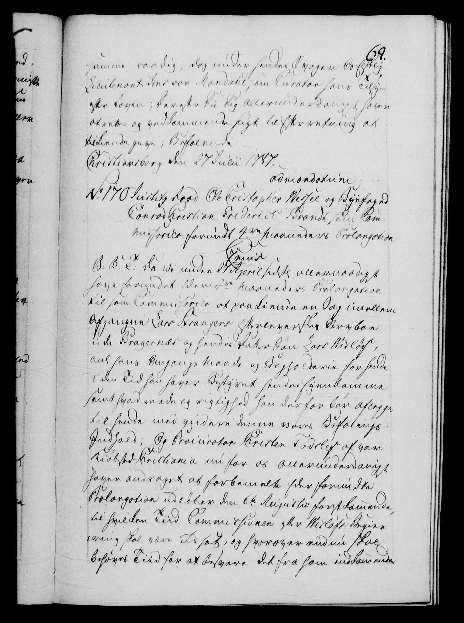 Danske Kanselli 1572-1799, AV/RA-EA-3023/F/Fc/Fca/Fcab/L0044: Norske tegnelser, 1787-1791, s. 69a