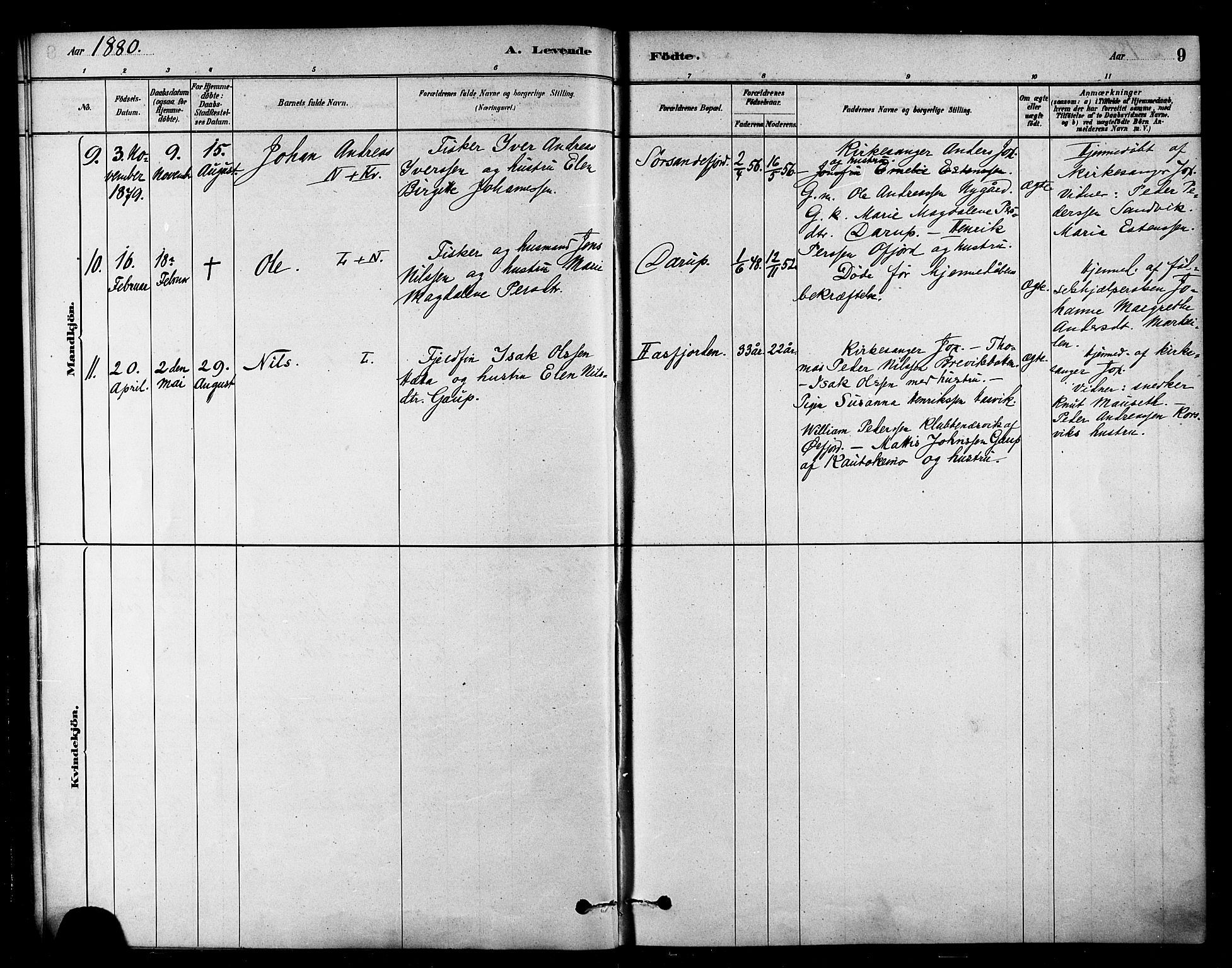 Loppa sokneprestkontor, AV/SATØ-S-1339/H/Ha/L0007kirke: Ministerialbok nr. 7, 1879-1889, s. 9