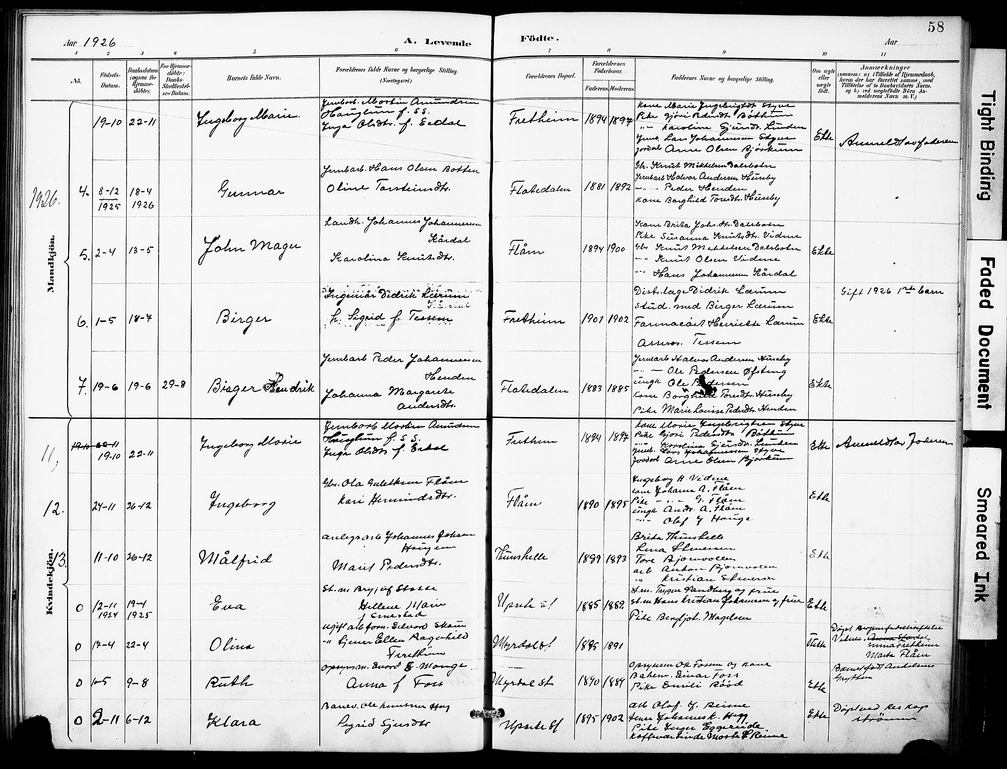 Aurland sokneprestembete, SAB/A-99937/H/Hb/Hbb/L0002: Klokkerbok nr. B 2, 1887-1929, s. 58