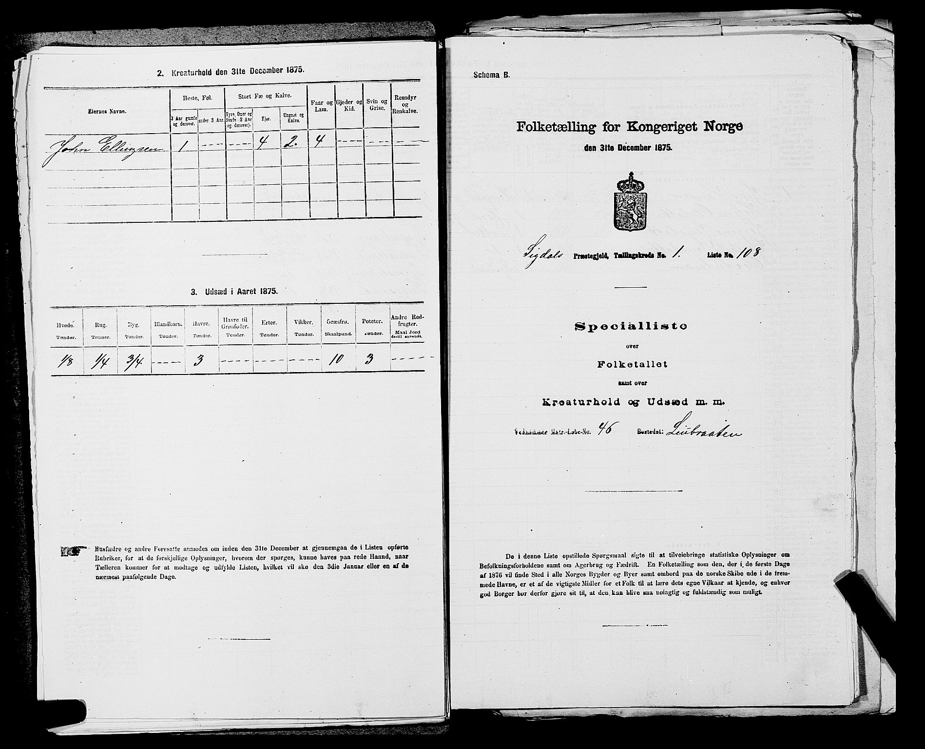 SAKO, Folketelling 1875 for 0621P Sigdal prestegjeld, 1875, s. 299