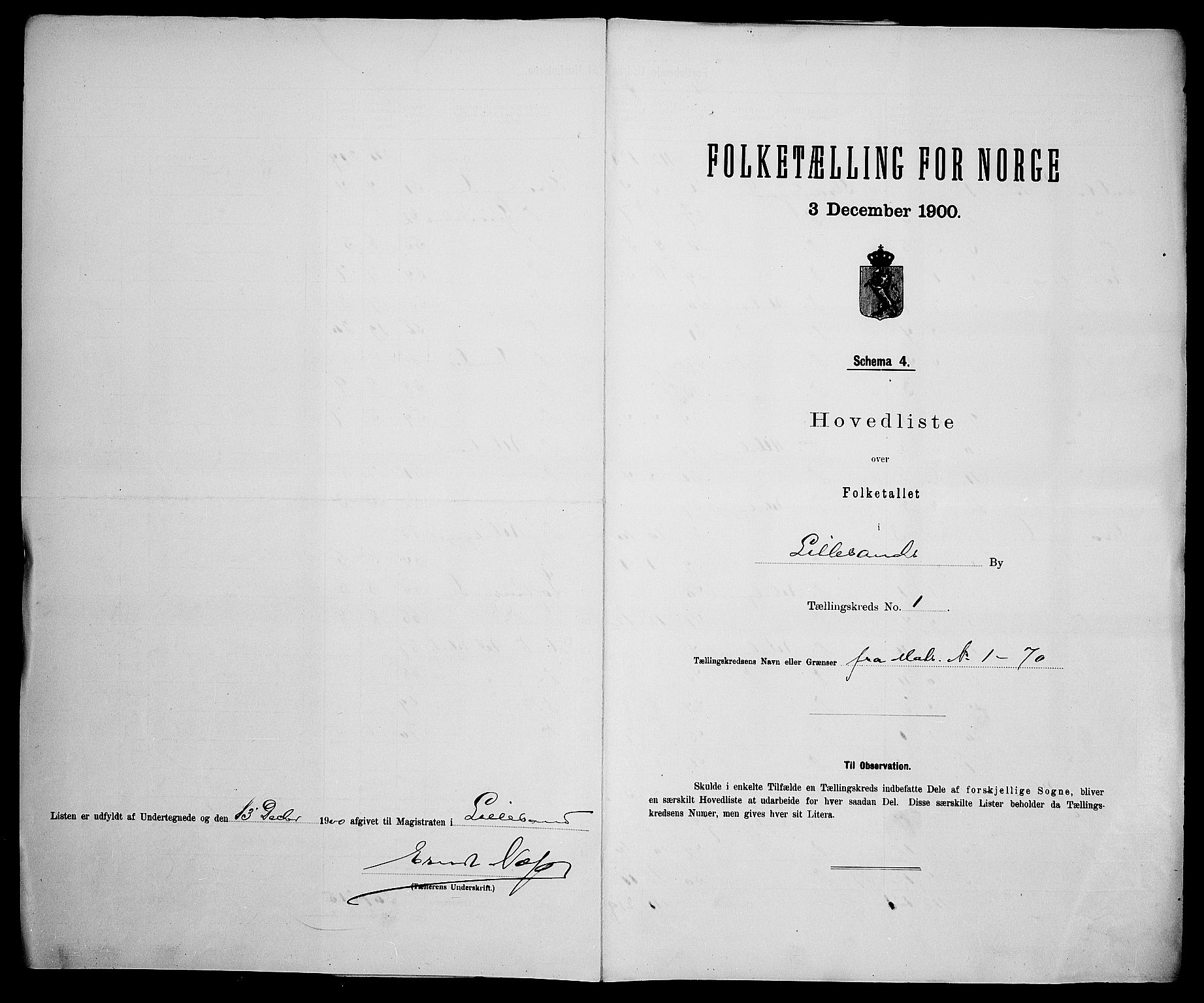 SAK, Folketelling 1900 for 0905 Lillesand ladested, 1900, s. 10