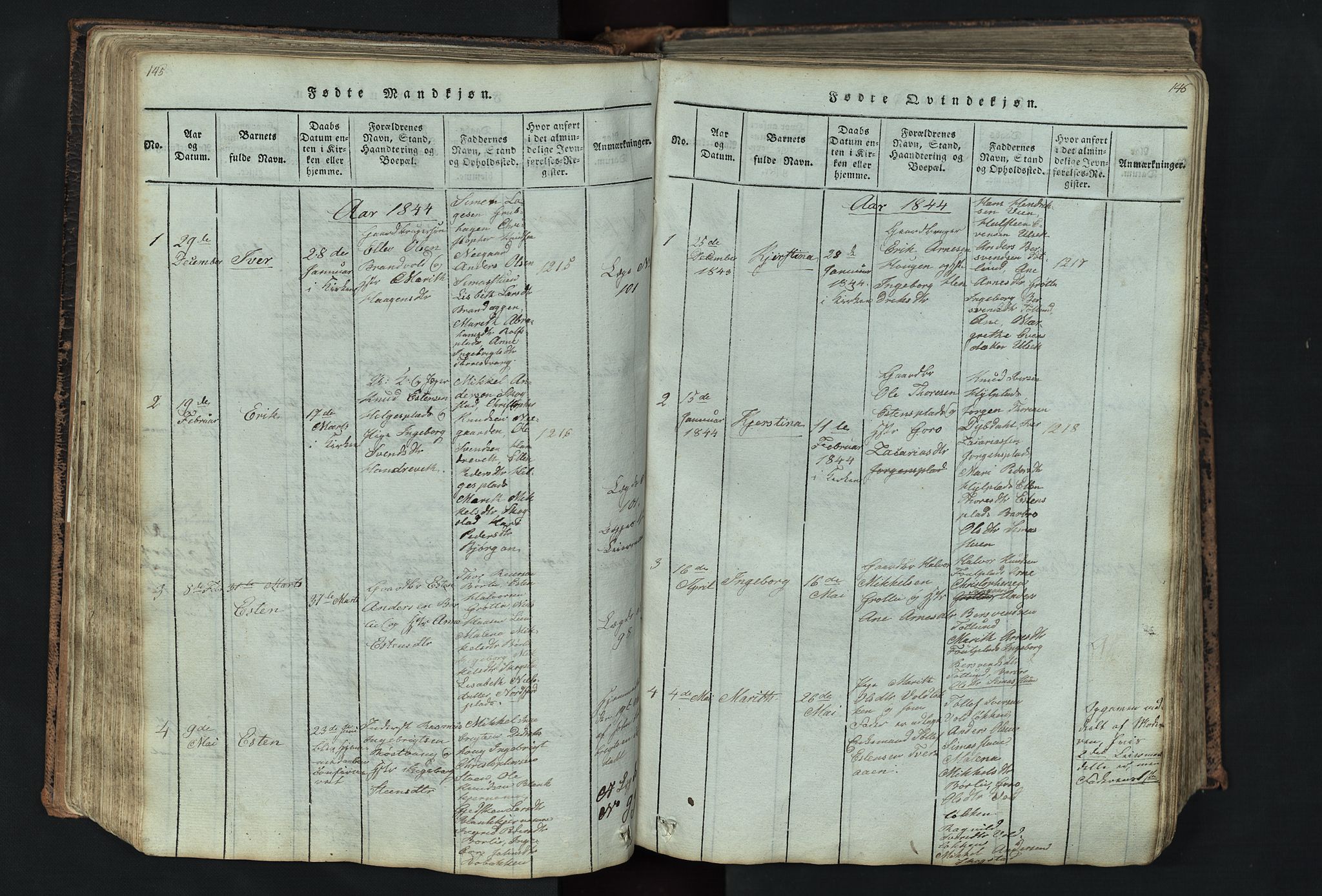 Kvikne prestekontor, AV/SAH-PREST-064/H/Ha/Hab/L0001: Klokkerbok nr. 1, 1815-1895, s. 145-146
