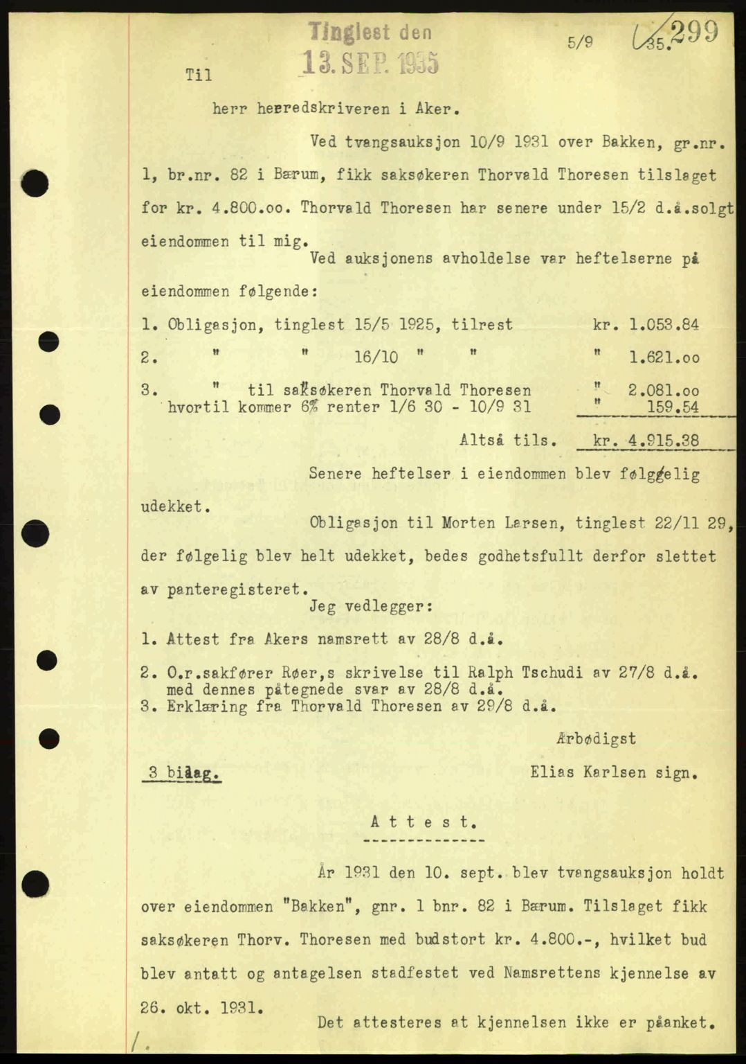 Aker herredsskriveri, SAO/A-10896/G/Gb/Gbb/Gbbb/L0002: Pantebok nr. A49, 1935-1935, Tingl.dato: 13.09.1935