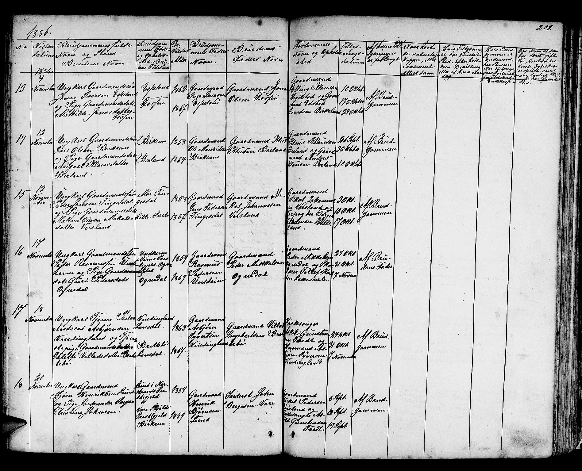 Helleland sokneprestkontor, AV/SAST-A-101810: Klokkerbok nr. B 3, 1847-1886, s. 201