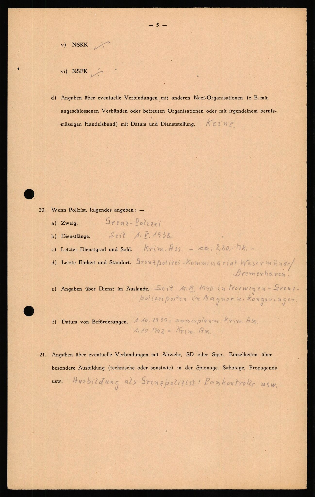 Forsvaret, Forsvarets overkommando II, AV/RA-RAFA-3915/D/Db/L0023: CI Questionaires. Tyske okkupasjonsstyrker i Norge. Tyskere., 1945-1946, s. 336