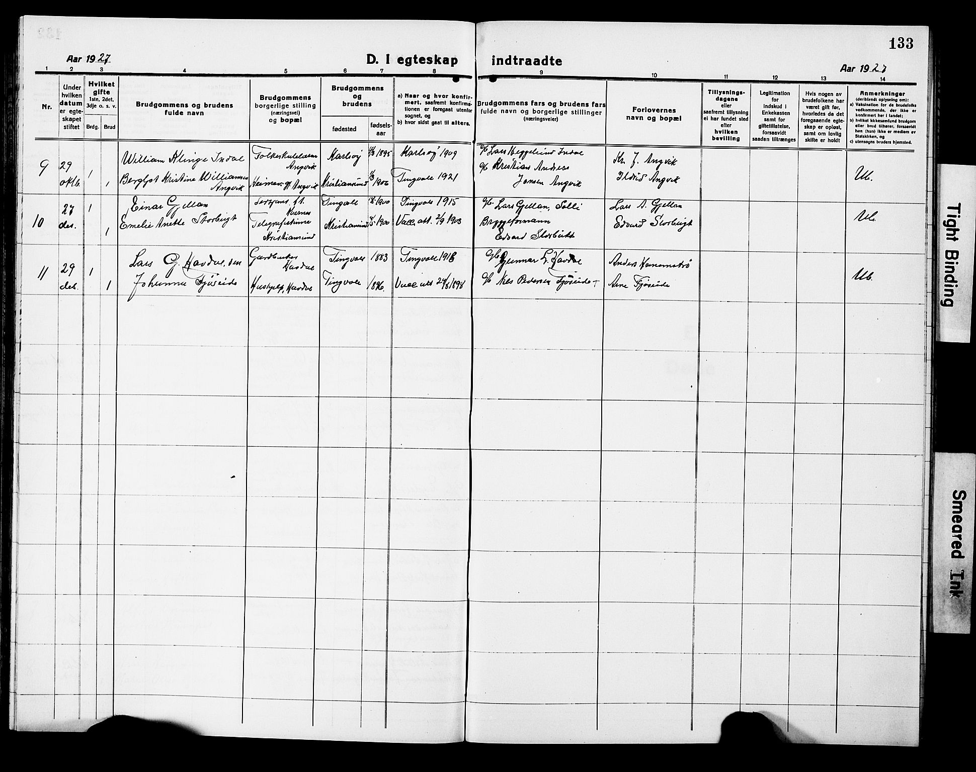 Ministerialprotokoller, klokkerbøker og fødselsregistre - Møre og Romsdal, SAT/A-1454/586/L0994: Klokkerbok nr. 586C05, 1919-1927, s. 133