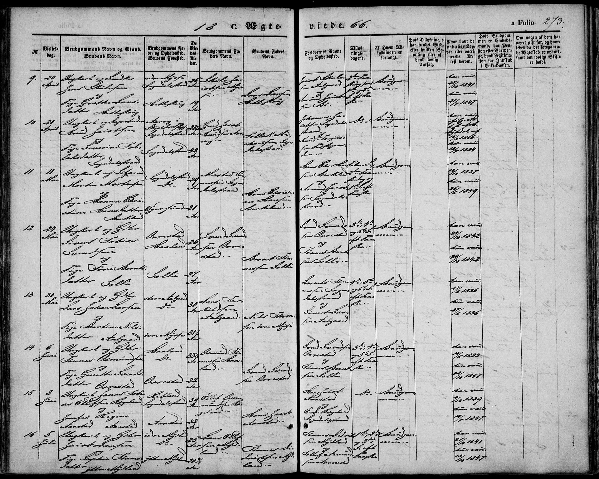 Sokndal sokneprestkontor, AV/SAST-A-101808: Ministerialbok nr. A 9, 1857-1874, s. 273