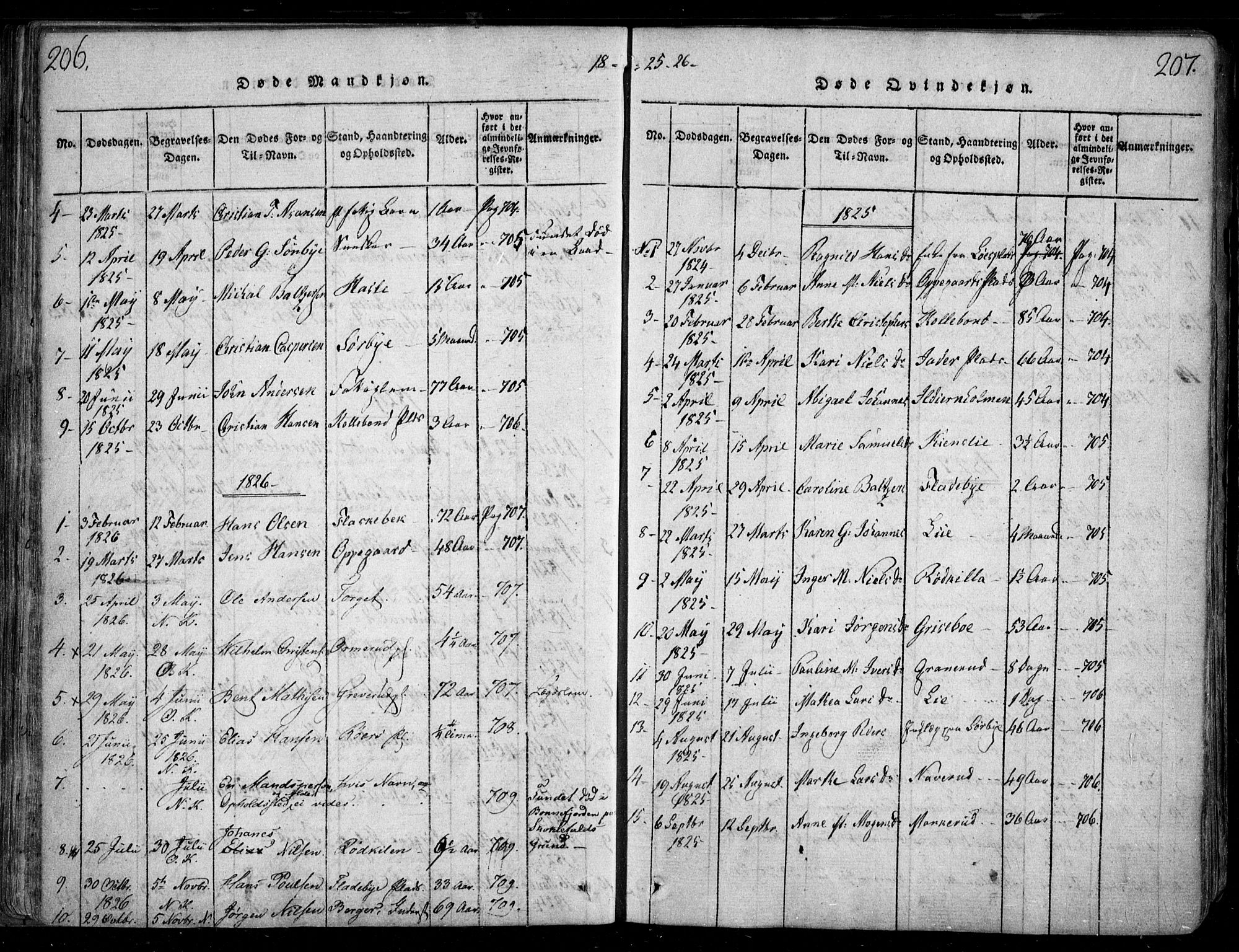Nesodden prestekontor Kirkebøker, AV/SAO-A-10013/F/Fa/L0006: Ministerialbok nr. I 6, 1814-1847, s. 206-207