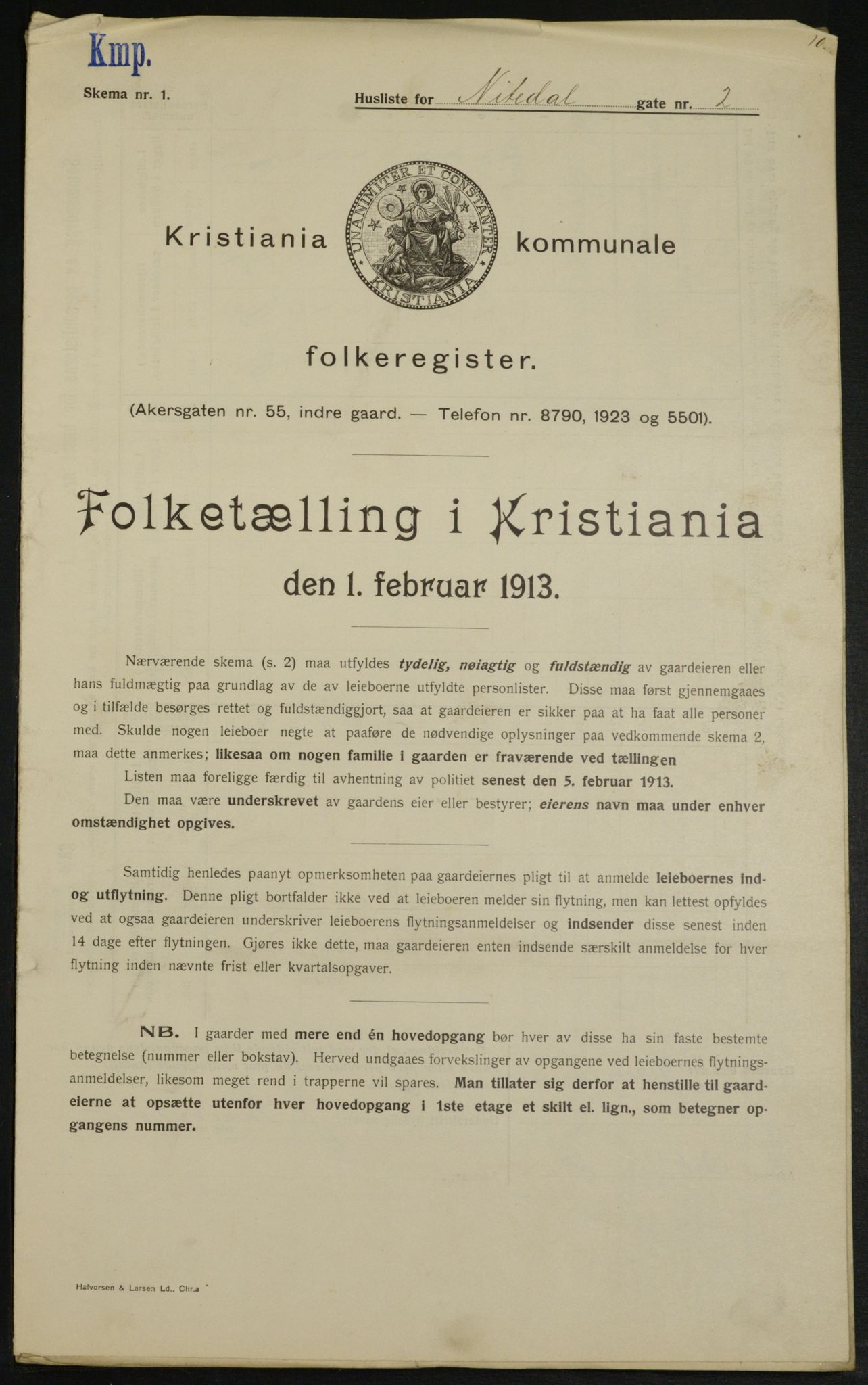 OBA, Kommunal folketelling 1.2.1913 for Kristiania, 1913, s. 71209