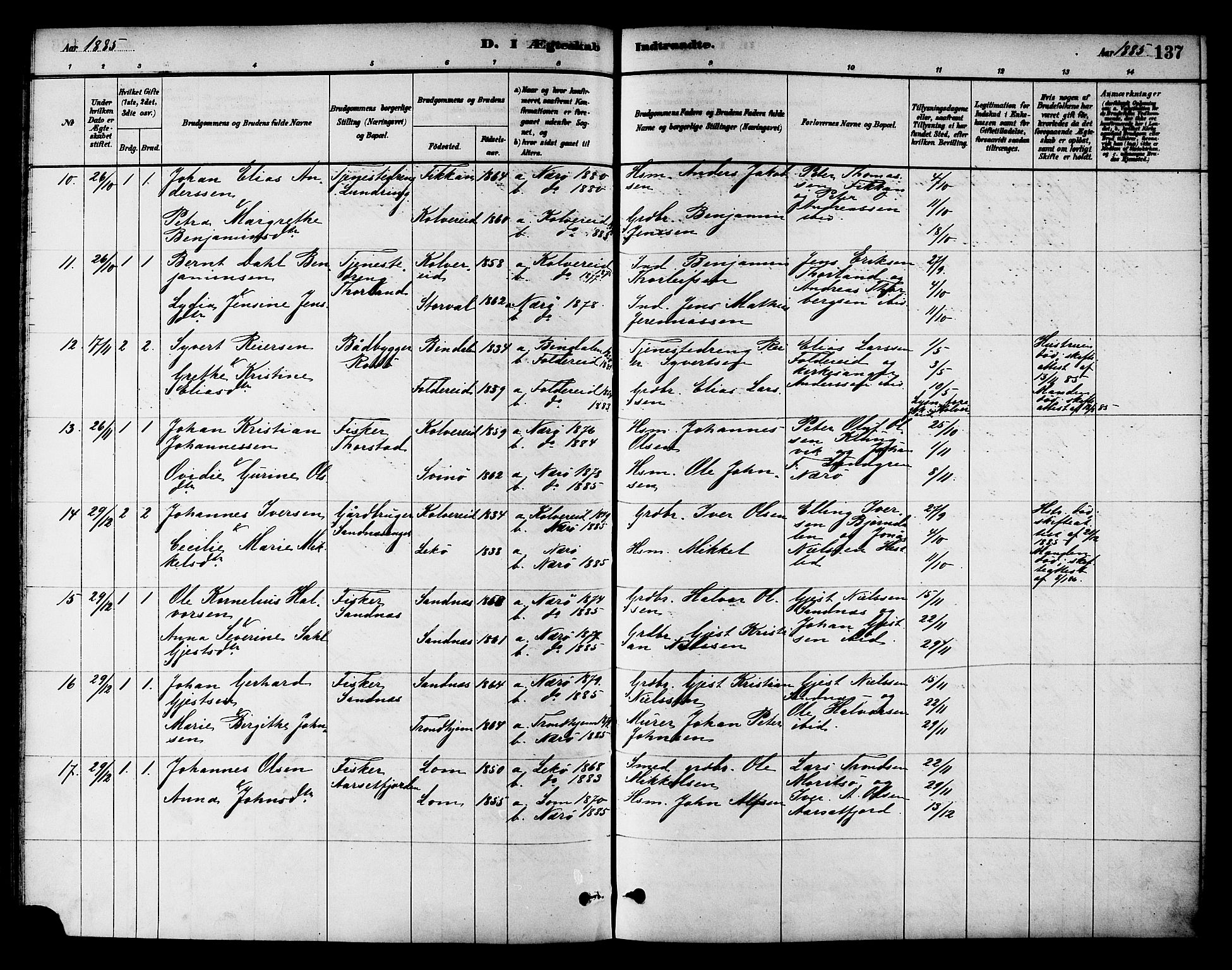 Ministerialprotokoller, klokkerbøker og fødselsregistre - Nord-Trøndelag, SAT/A-1458/784/L0672: Ministerialbok nr. 784A07, 1880-1887, s. 137