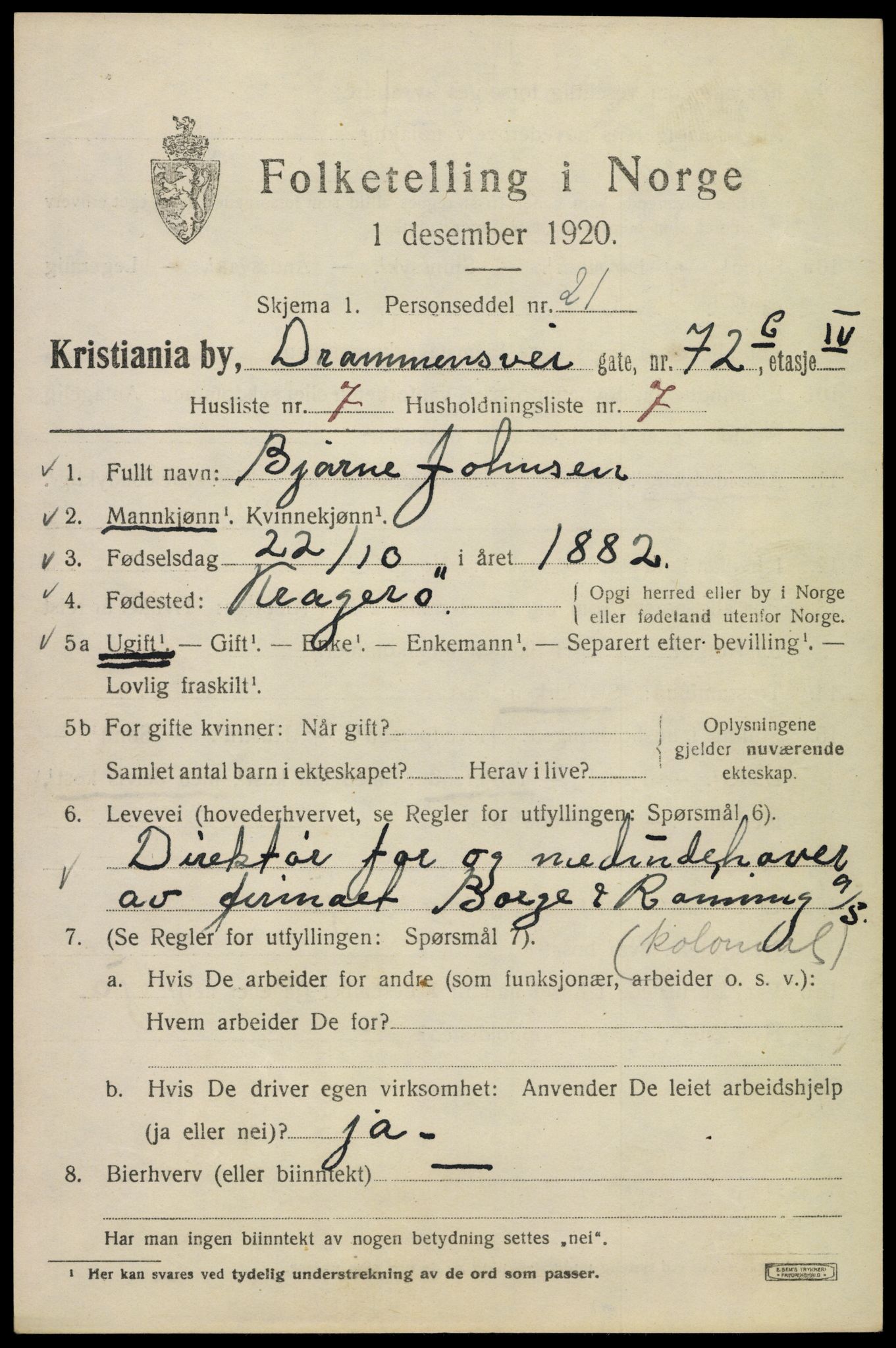 SAO, Folketelling 1920 for 0301 Kristiania kjøpstad, 1920, s. 202421
