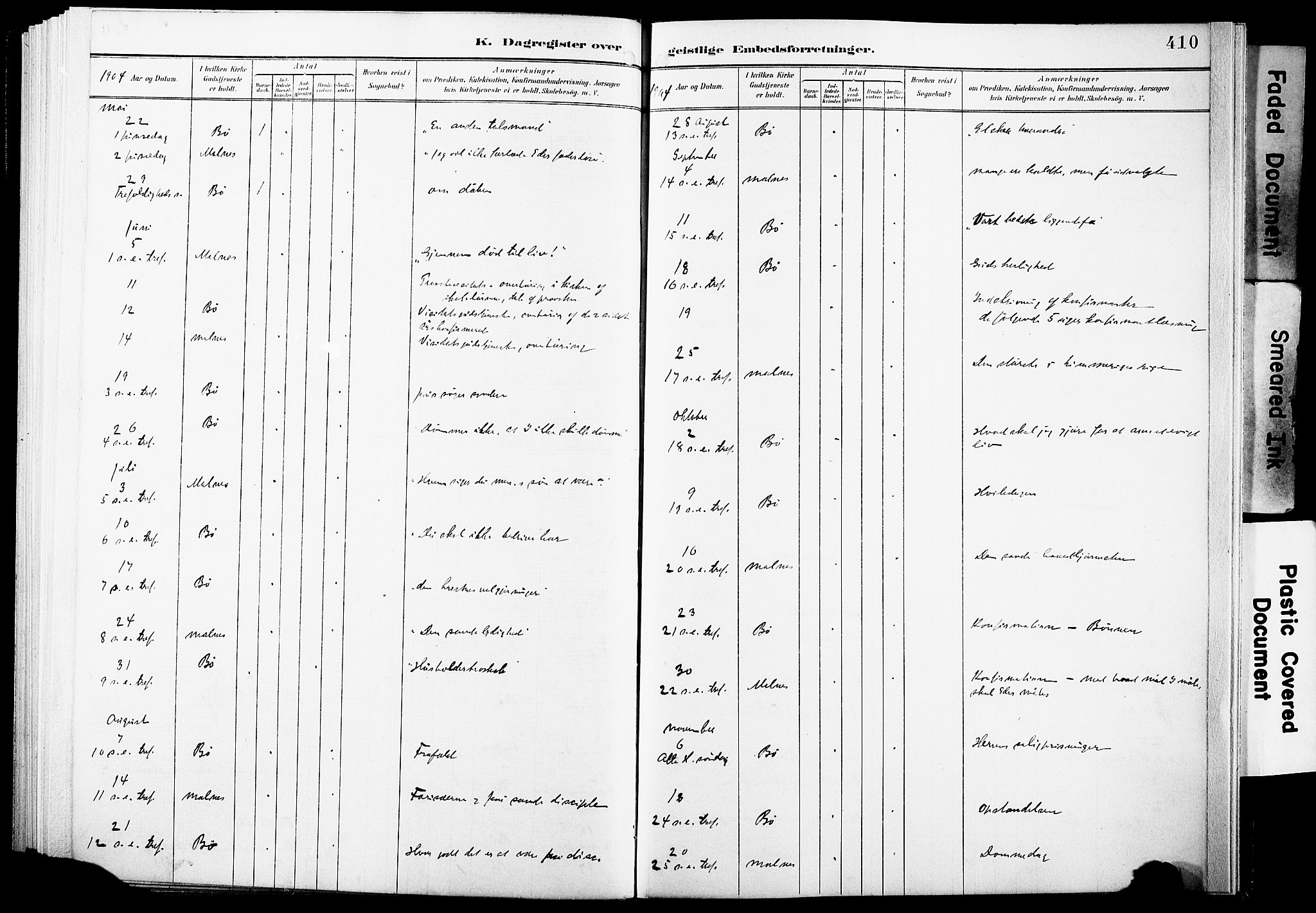 Ministerialprotokoller, klokkerbøker og fødselsregistre - Nordland, AV/SAT-A-1459/891/L1305: Ministerialbok nr. 891A10, 1895-1921, s. 410