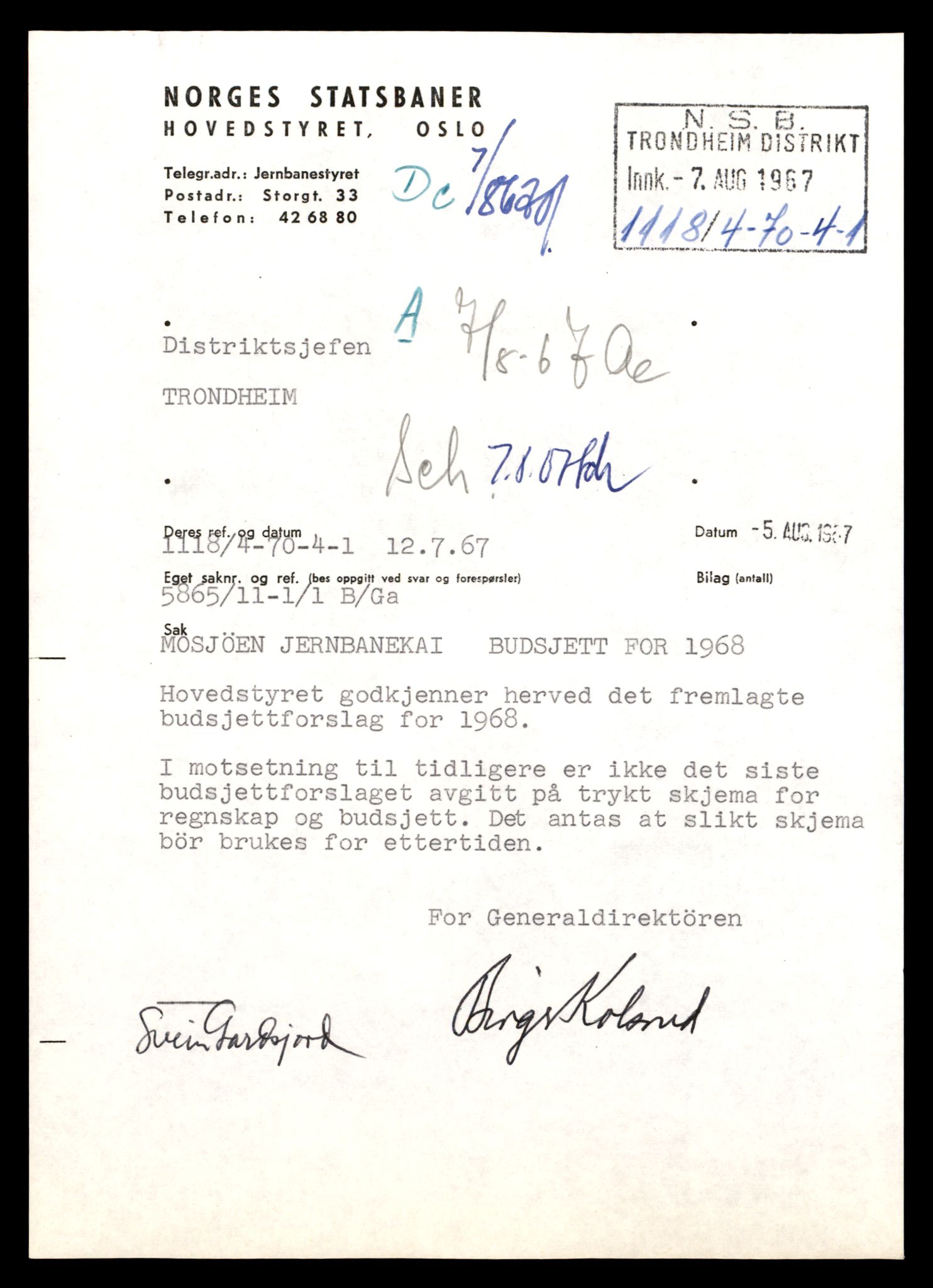 Norges statsbaner (NSB) - Trondheim distrikt, SAT/A-6436/0002/Dd/L0817: --, 1953-1980, s. 693