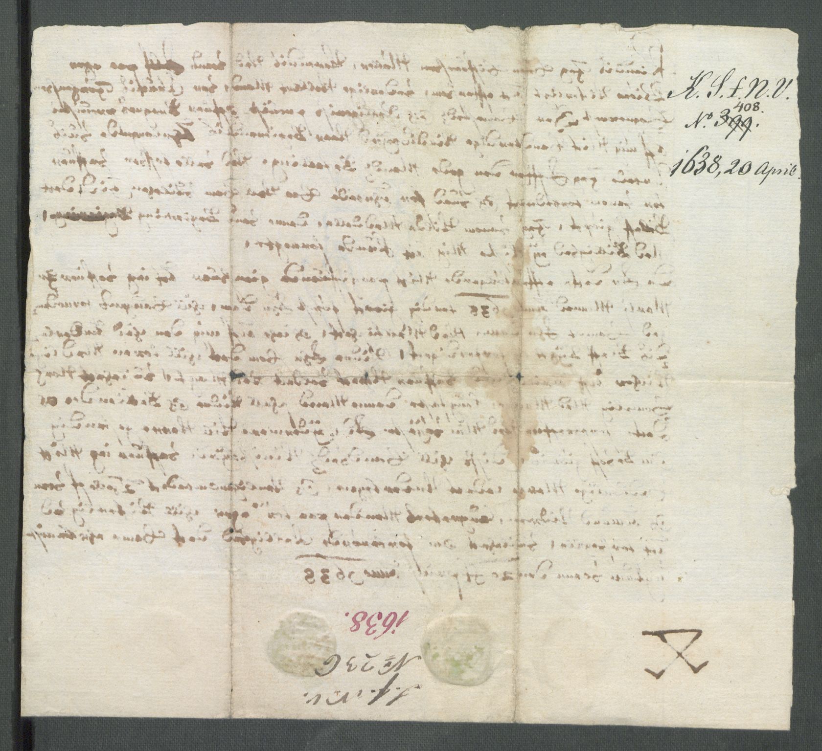 Riksarkivets diplomsamling, AV/RA-EA-5965/F02/L0151: Dokumenter, 1638, s. 24