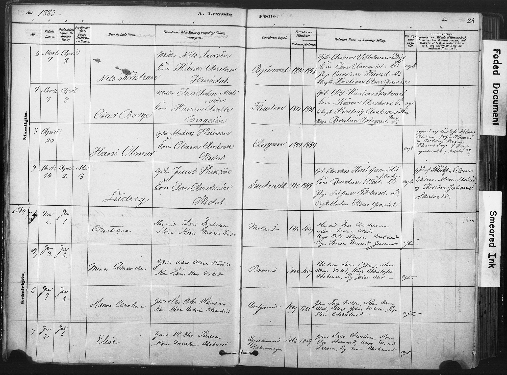 Andebu kirkebøker, AV/SAKO-A-336/F/Fa/L0007: Ministerialbok nr. I 7, 1878-1899, s. 24