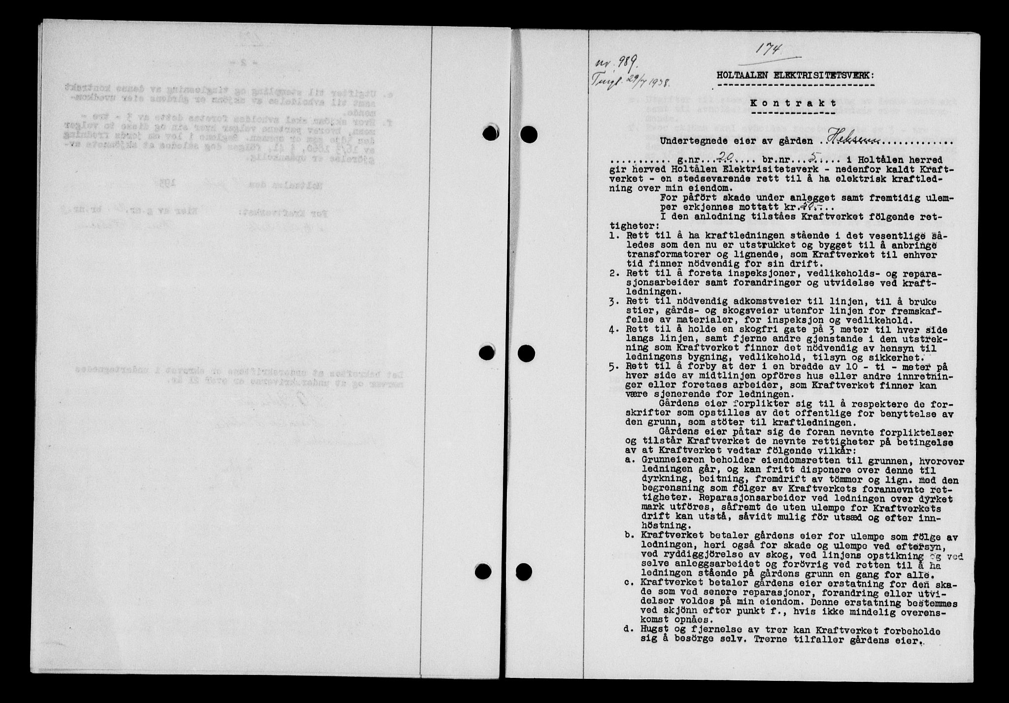 Gauldal sorenskriveri, SAT/A-0014/1/2/2C/L0049: Pantebok nr. 53, 1938-1938, Dagboknr: 989/1938