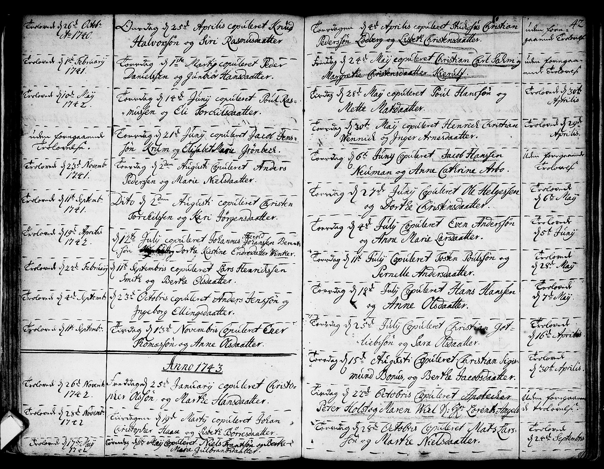 Strømsø kirkebøker, AV/SAKO-A-246/F/Fa/L0007: Ministerialbok nr. I 7, 1739-1751, s. 42