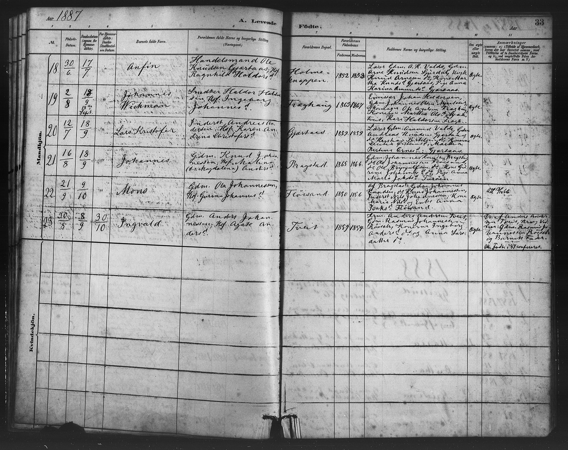 Alversund Sokneprestembete, AV/SAB-A-73901/H/Ha/Haa/Haac/L0001: Ministerialbok nr. C 1, 1882-1900, s. 33