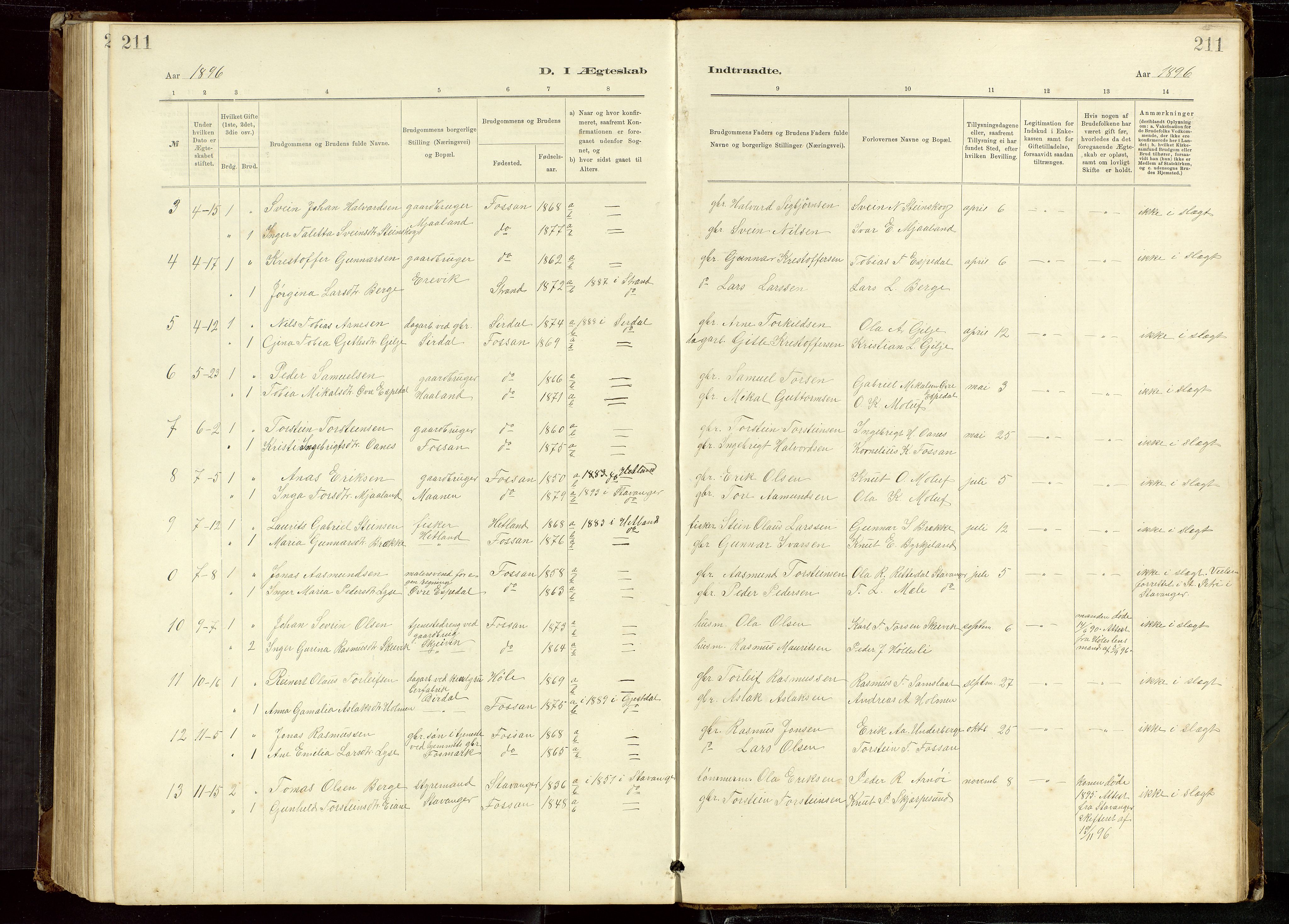 Høgsfjord sokneprestkontor, AV/SAST-A-101624/H/Ha/Hab/L0009: Klokkerbok nr. B 9, 1883-1920, s. 211