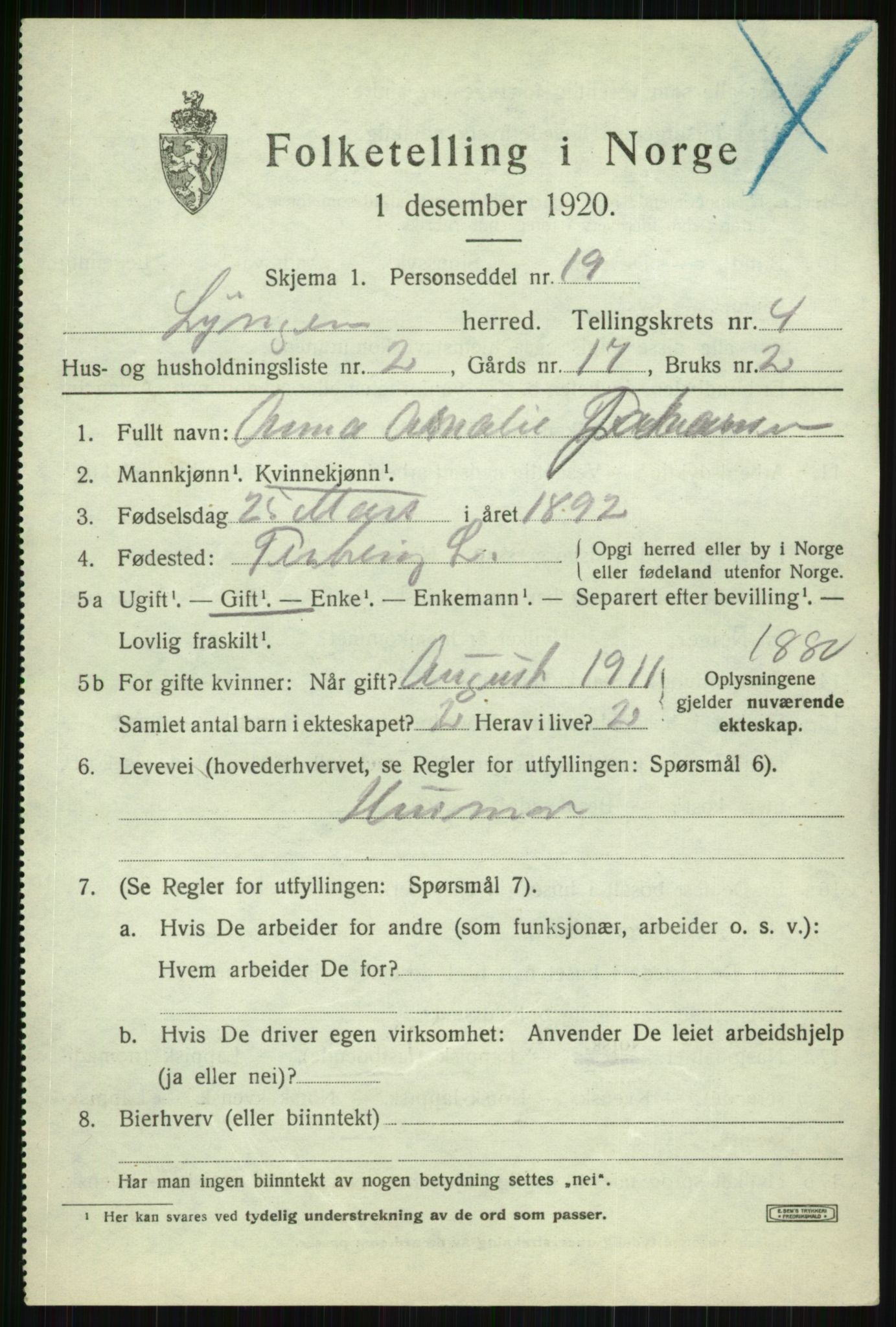 SATØ, Folketelling 1920 for 1938 Lyngen herred, 1920, s. 4059