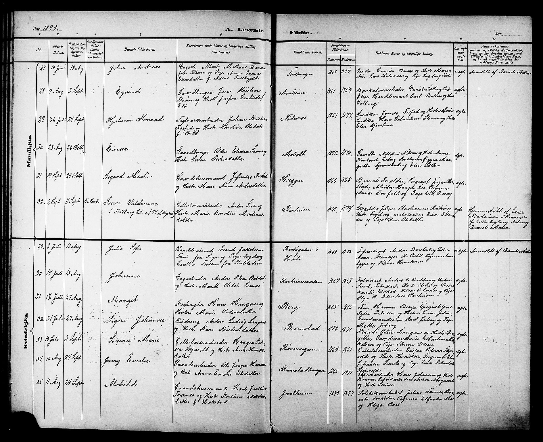 Ministerialprotokoller, klokkerbøker og fødselsregistre - Sør-Trøndelag, AV/SAT-A-1456/606/L0313: Klokkerbok nr. 606C09, 1895-1910