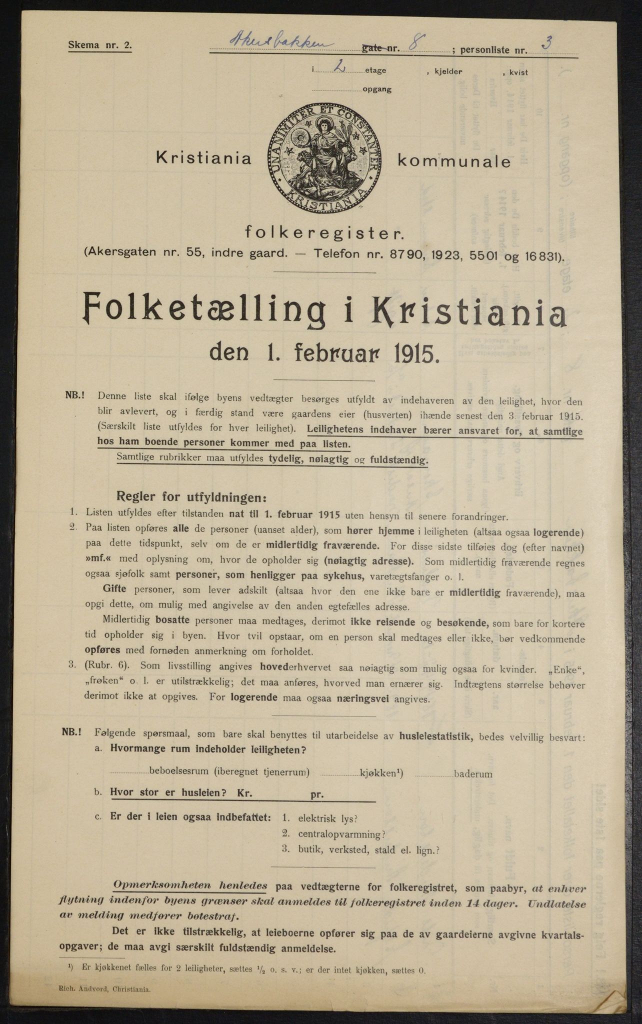 OBA, Kommunal folketelling 1.2.1915 for Kristiania, 1915, s. 32