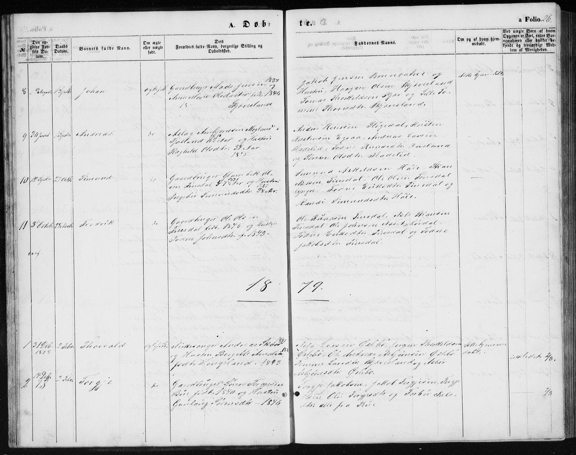 Holum sokneprestkontor, SAK/1111-0022/F/Fb/Fbc/L0002: Klokkerbok nr. B 2, 1860-1882, s. 26