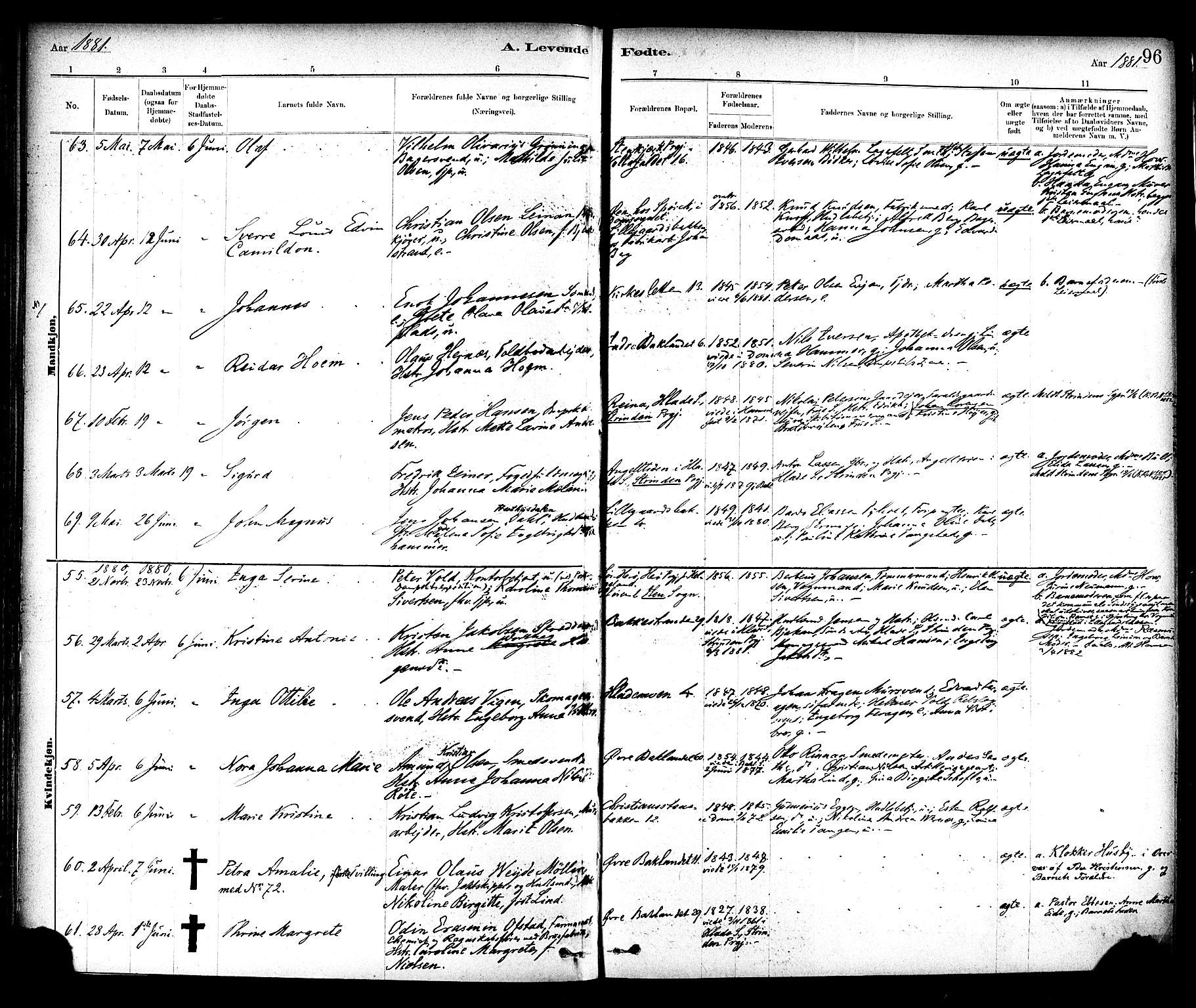 Ministerialprotokoller, klokkerbøker og fødselsregistre - Sør-Trøndelag, SAT/A-1456/604/L0188: Ministerialbok nr. 604A09, 1878-1892, s. 96