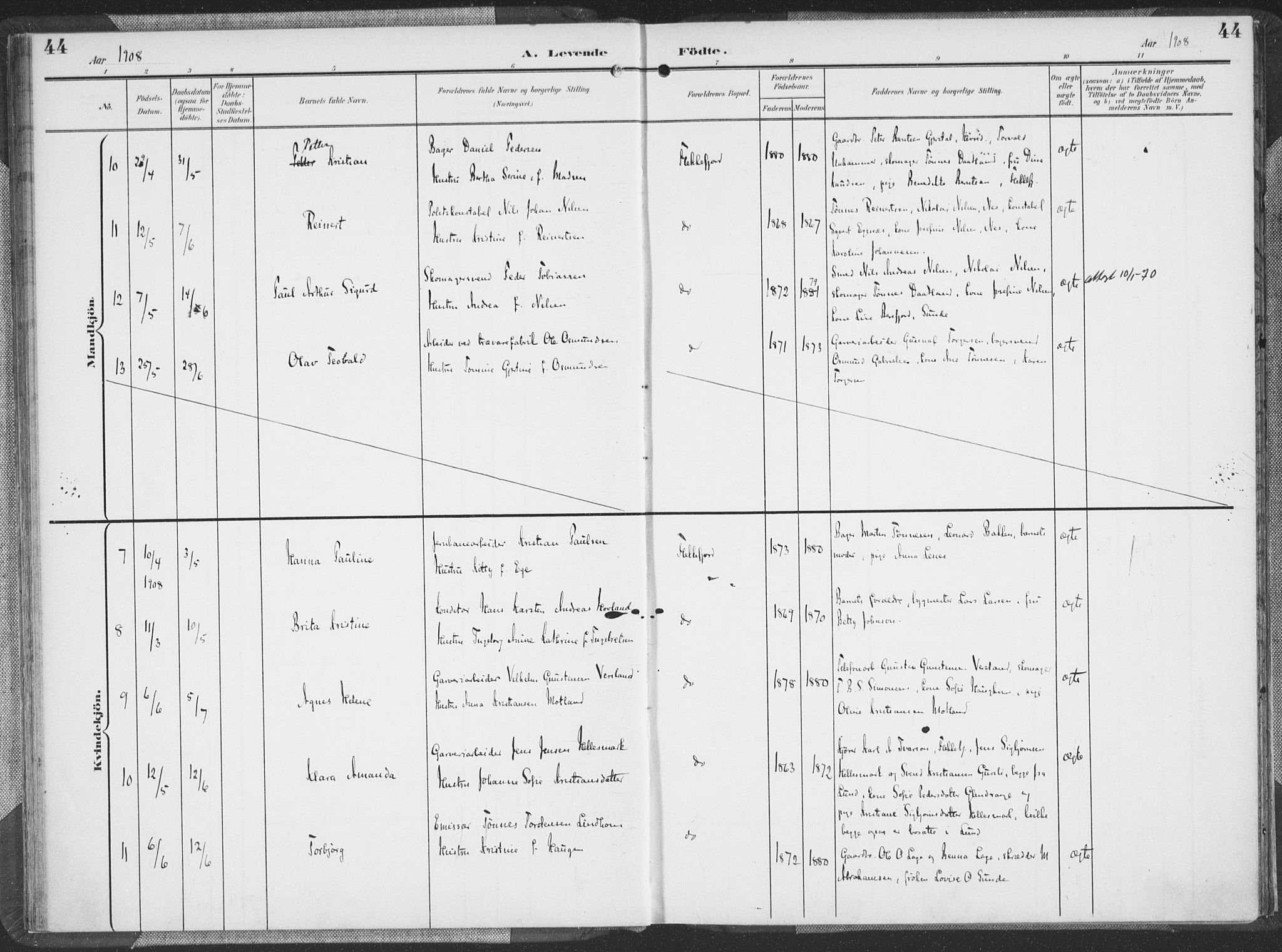 Flekkefjord sokneprestkontor, AV/SAK-1111-0012/F/Fa/Faa/L0002: Ministerialbok nr. A 2, 1900-1912, s. 44