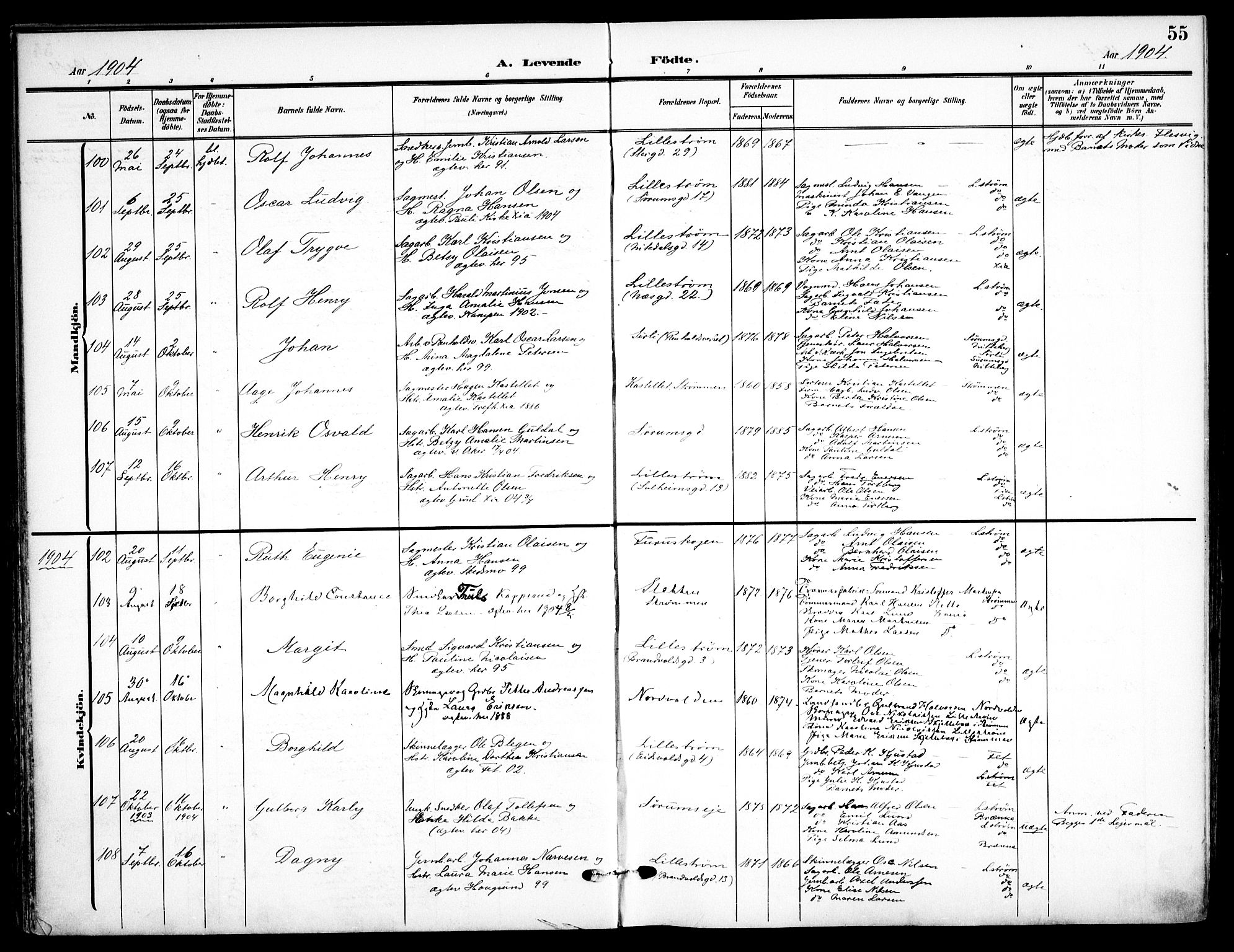 Skedsmo prestekontor Kirkebøker, SAO/A-10033a/F/Fa/L0015: Ministerialbok nr. I 15, 1902-1917, s. 55