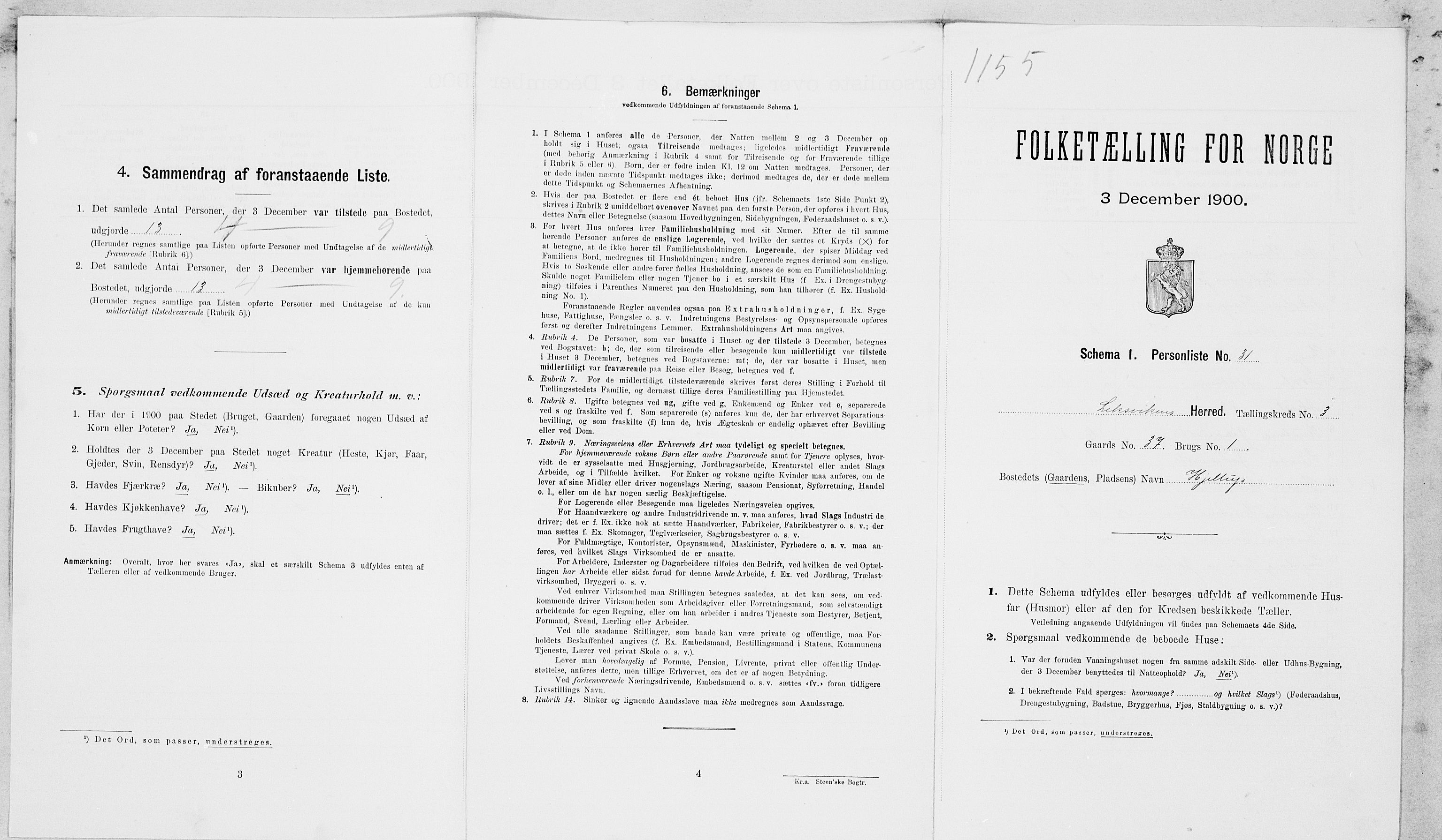 SAT, Folketelling 1900 for 1718 Leksvik herred, 1900, s. 400