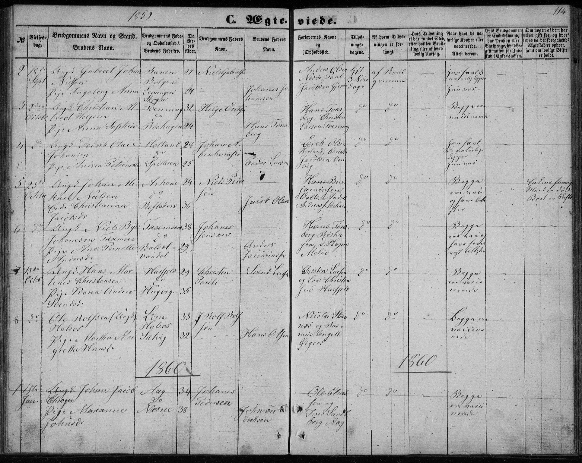 Ministerialprotokoller, klokkerbøker og fødselsregistre - Nordland, SAT/A-1459/843/L0633: Klokkerbok nr. 843C02, 1853-1873, s. 114