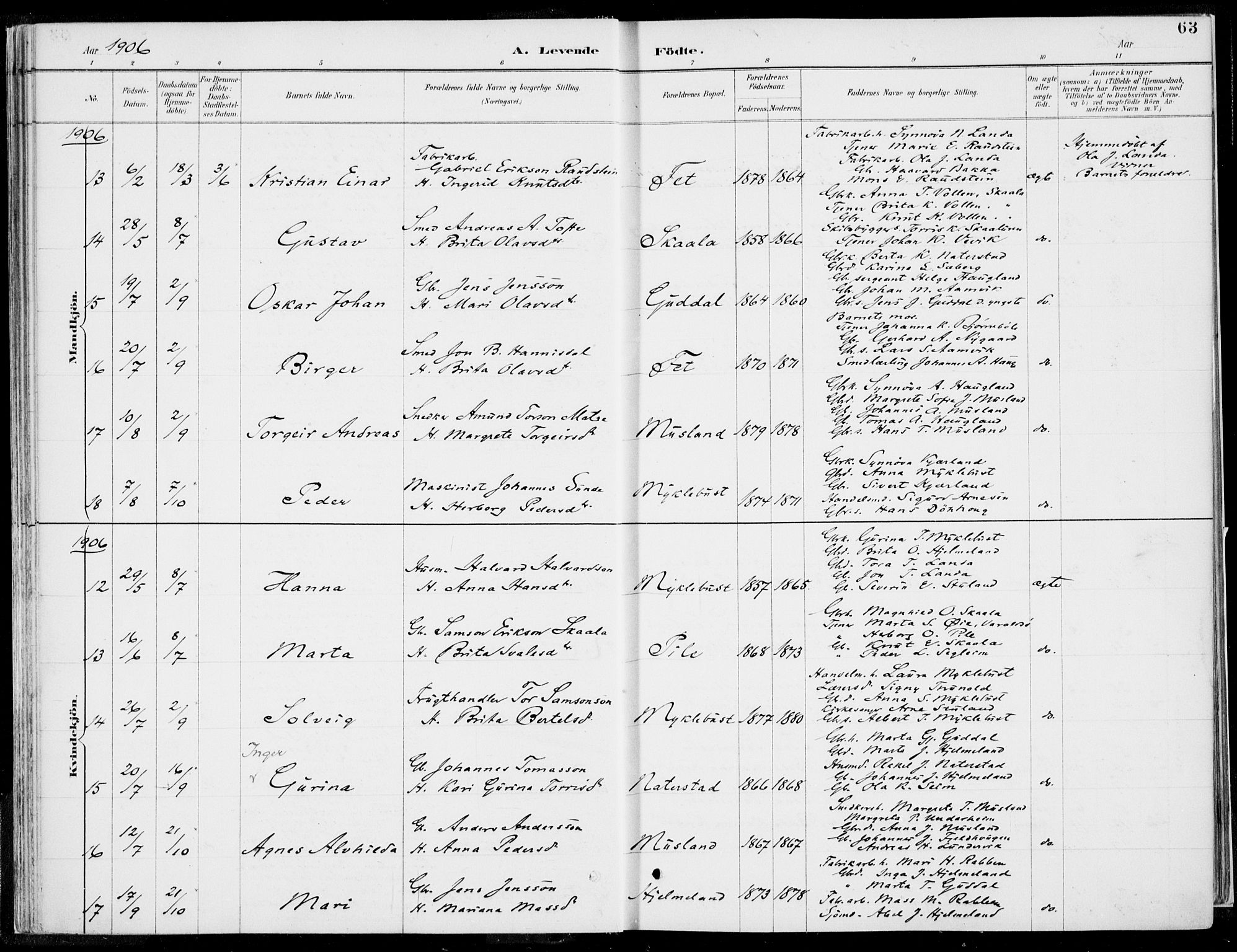 Kvinnherad sokneprestembete, AV/SAB-A-76401/H/Haa: Ministerialbok nr. B  1, 1887-1921, s. 63