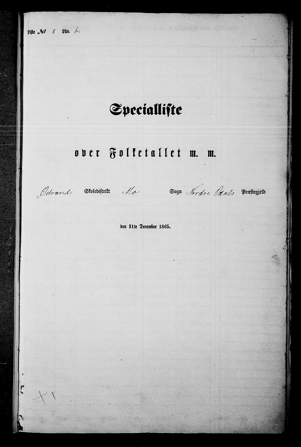 RA, Folketelling 1865 for 0418P Nord-Odal prestegjeld, 1865, s. 162