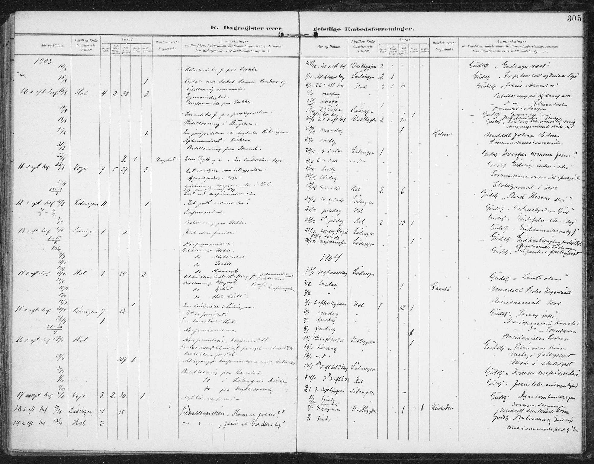 Ministerialprotokoller, klokkerbøker og fødselsregistre - Nordland, AV/SAT-A-1459/872/L1036: Ministerialbok nr. 872A11, 1897-1913, s. 305