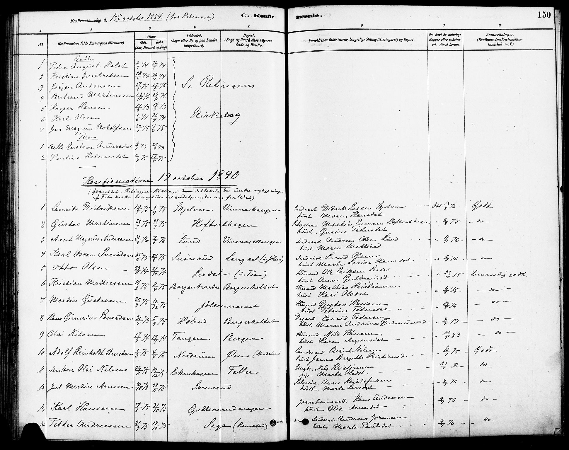Fet prestekontor Kirkebøker, SAO/A-10370a/F/Fa/L0014: Ministerialbok nr. I 14, 1878-1891, s. 150