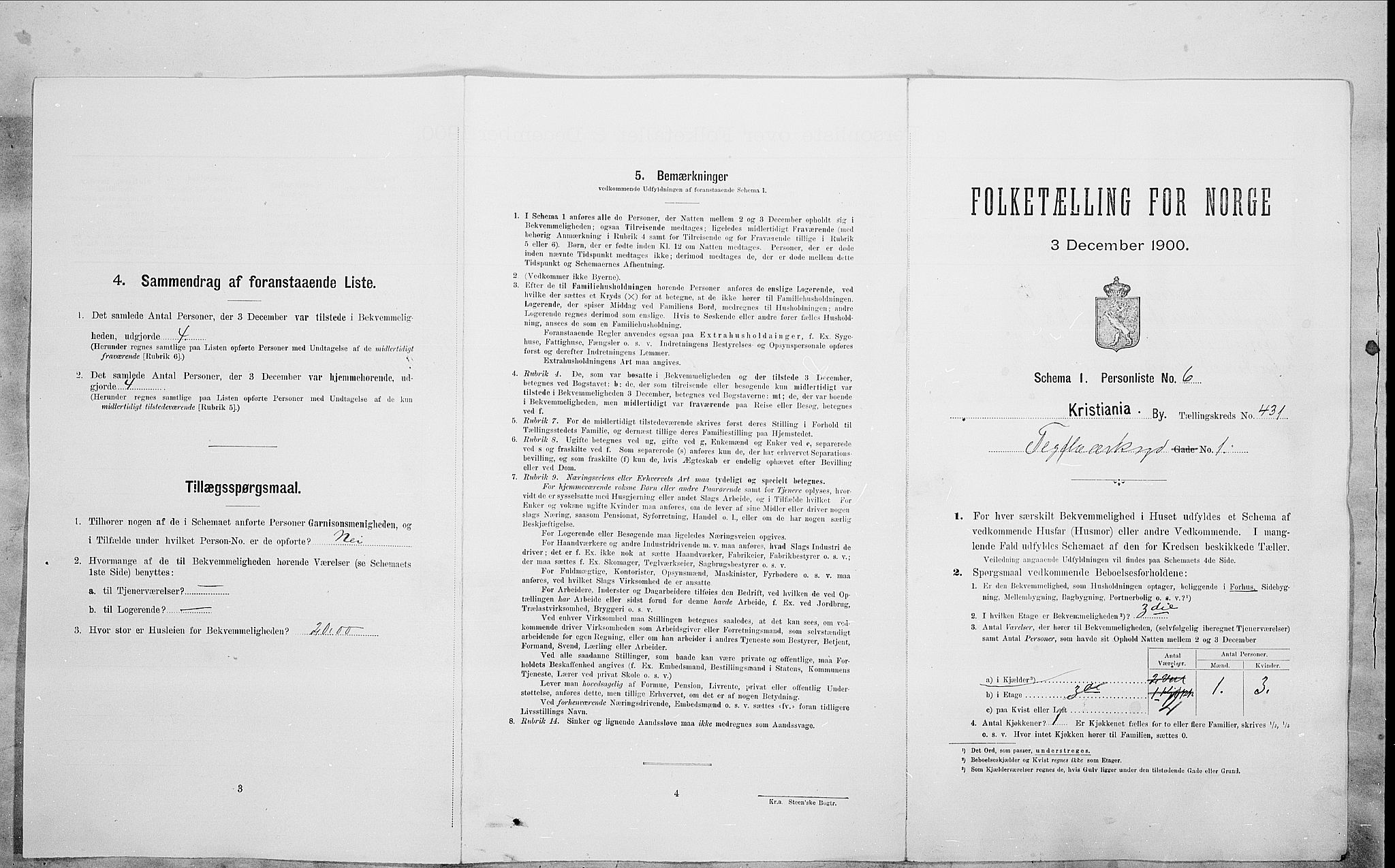 SAO, Folketelling 1900 for 0301 Kristiania kjøpstad, 1900, s. 96043