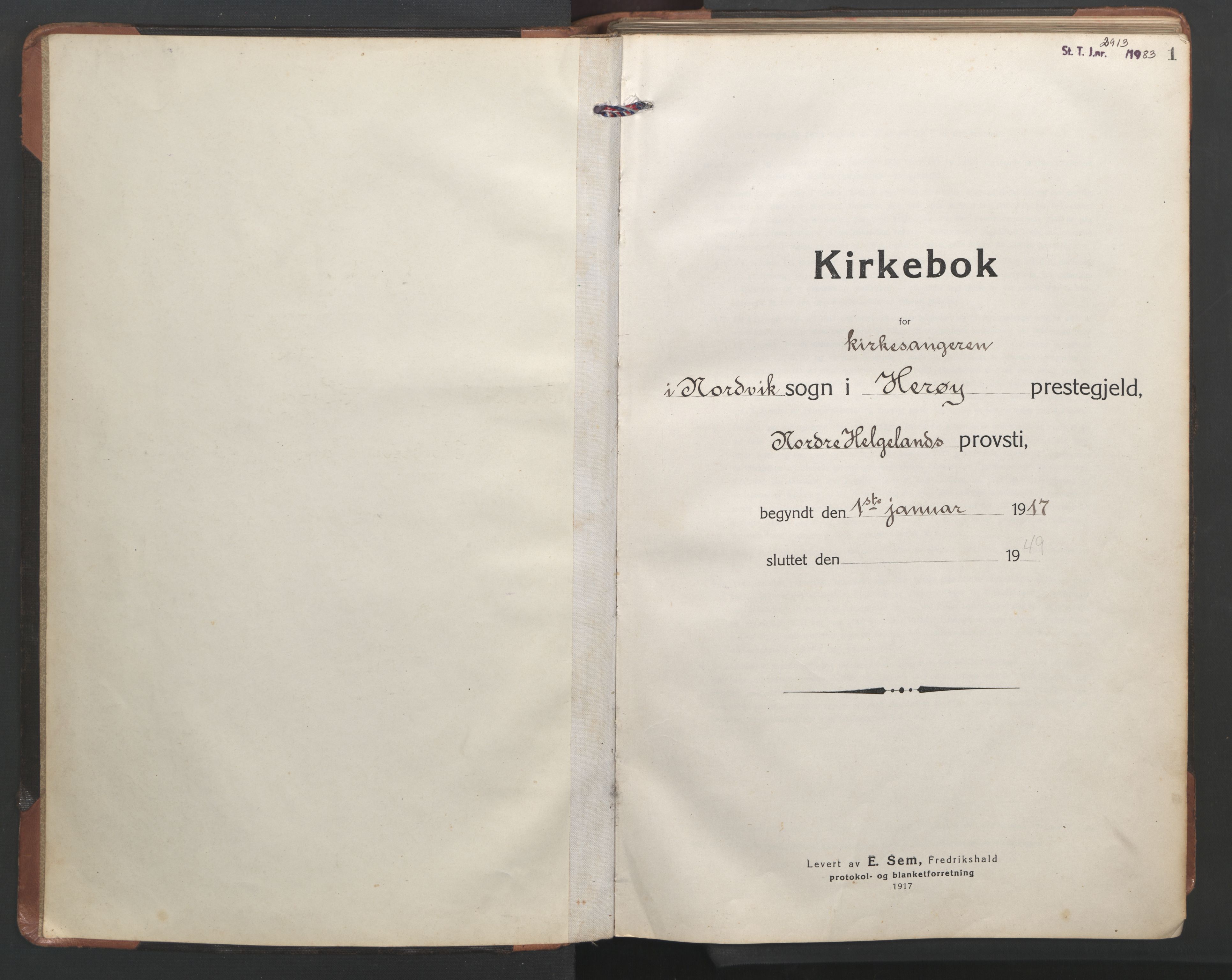 Ministerialprotokoller, klokkerbøker og fødselsregistre - Nordland, AV/SAT-A-1459/836/L0539: Klokkerbok nr. 836C03, 1917-1949, s. 1