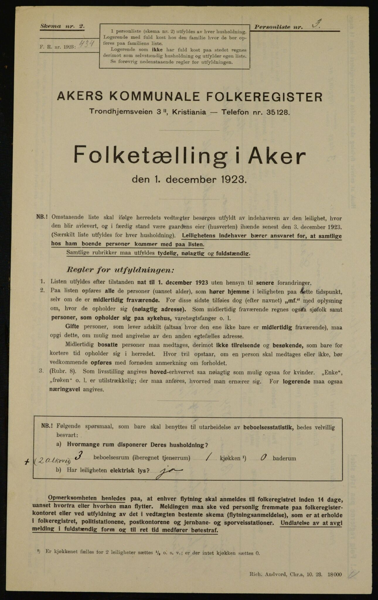 , Kommunal folketelling 1.12.1923 for Aker, 1923, s. 39231