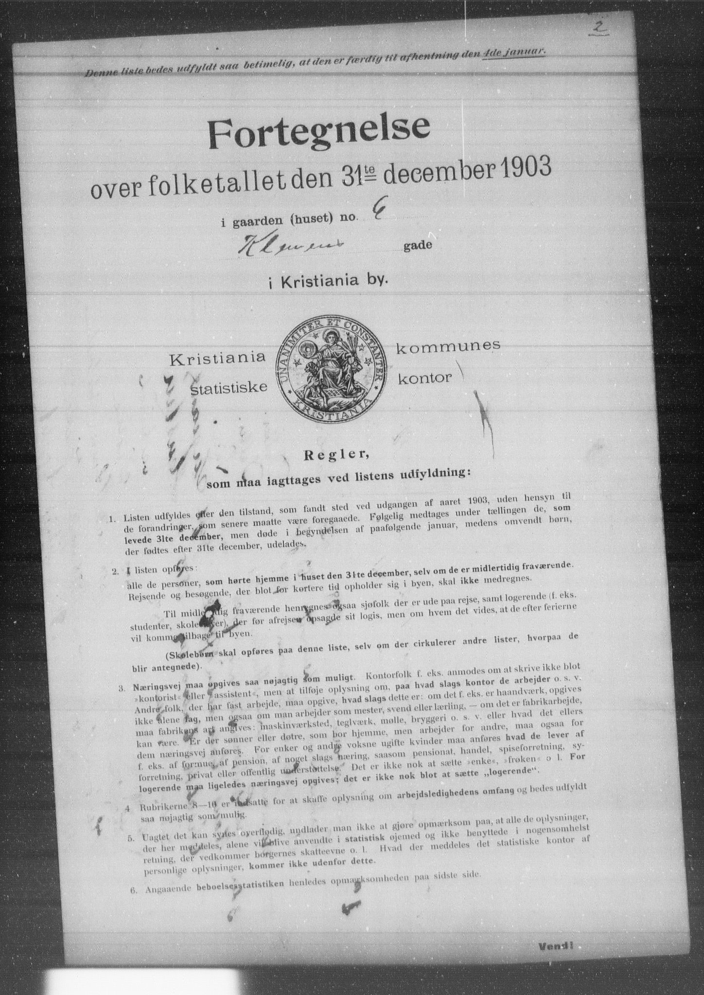 OBA, Kommunal folketelling 31.12.1903 for Kristiania kjøpstad, 1903, s. 2655