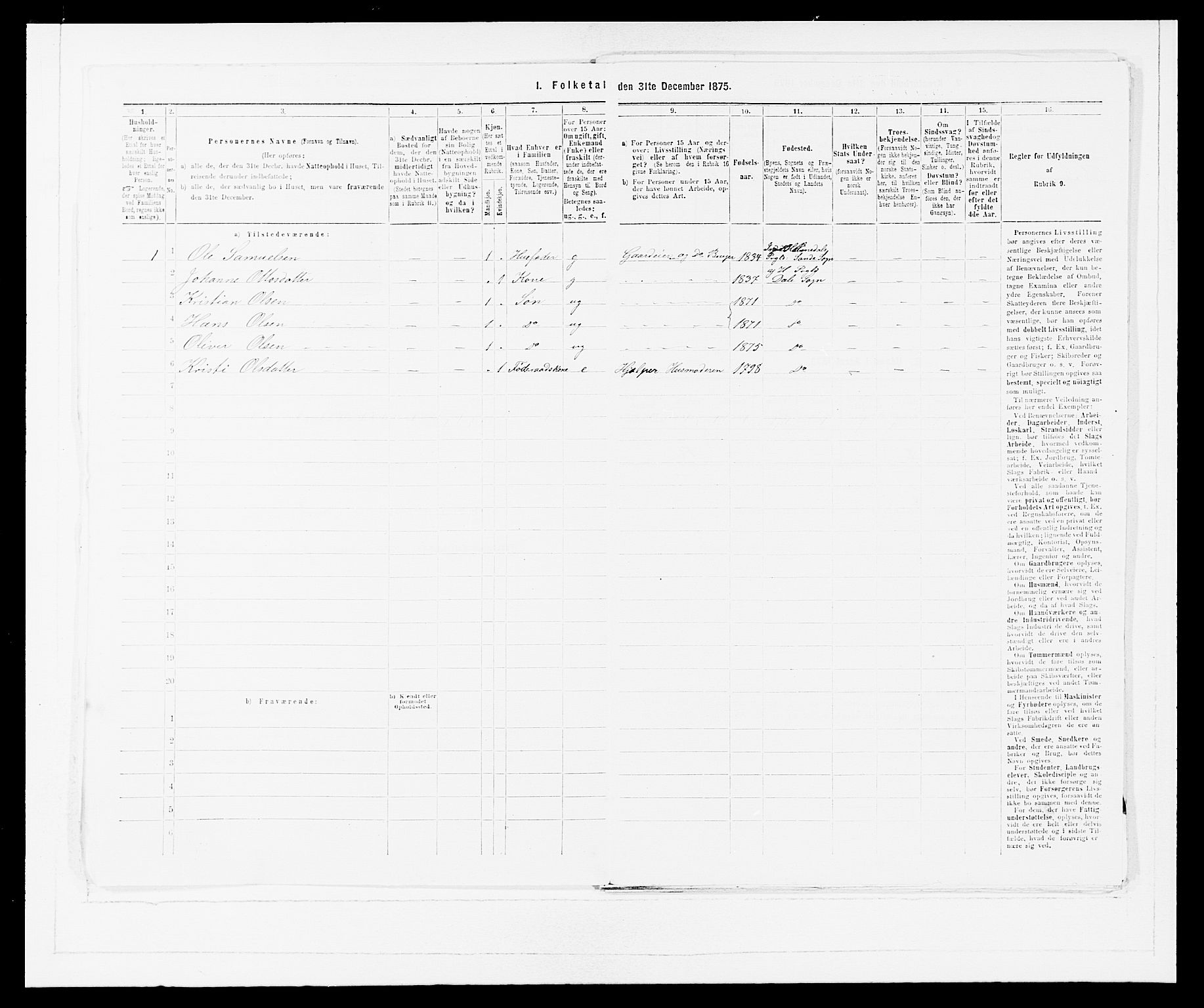 SAB, Folketelling 1875 for 1429P Ytre Holmedal prestegjeld, 1875, s. 614